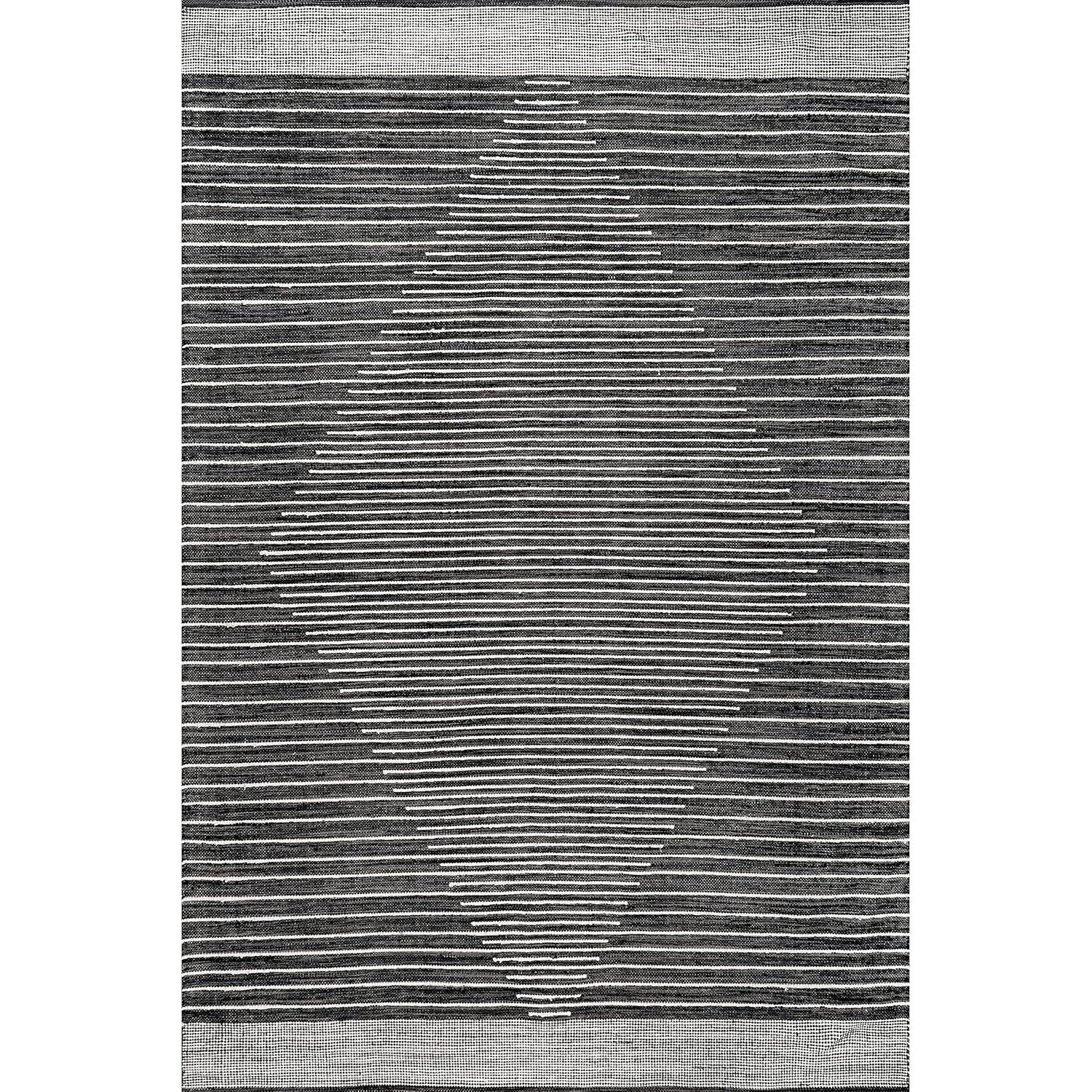 nuLOOM Missy Handmade Cotton Contemporary Diamond Flatweave Area Rug, 5' x 8', Grey