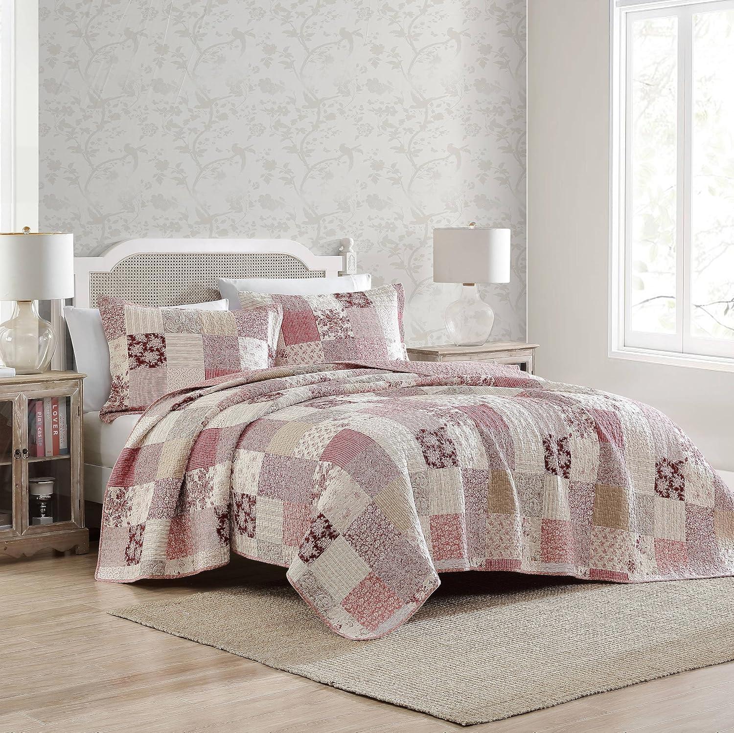 Laura Ashley Celina Patchwork Cotton Reversible Quilt Set