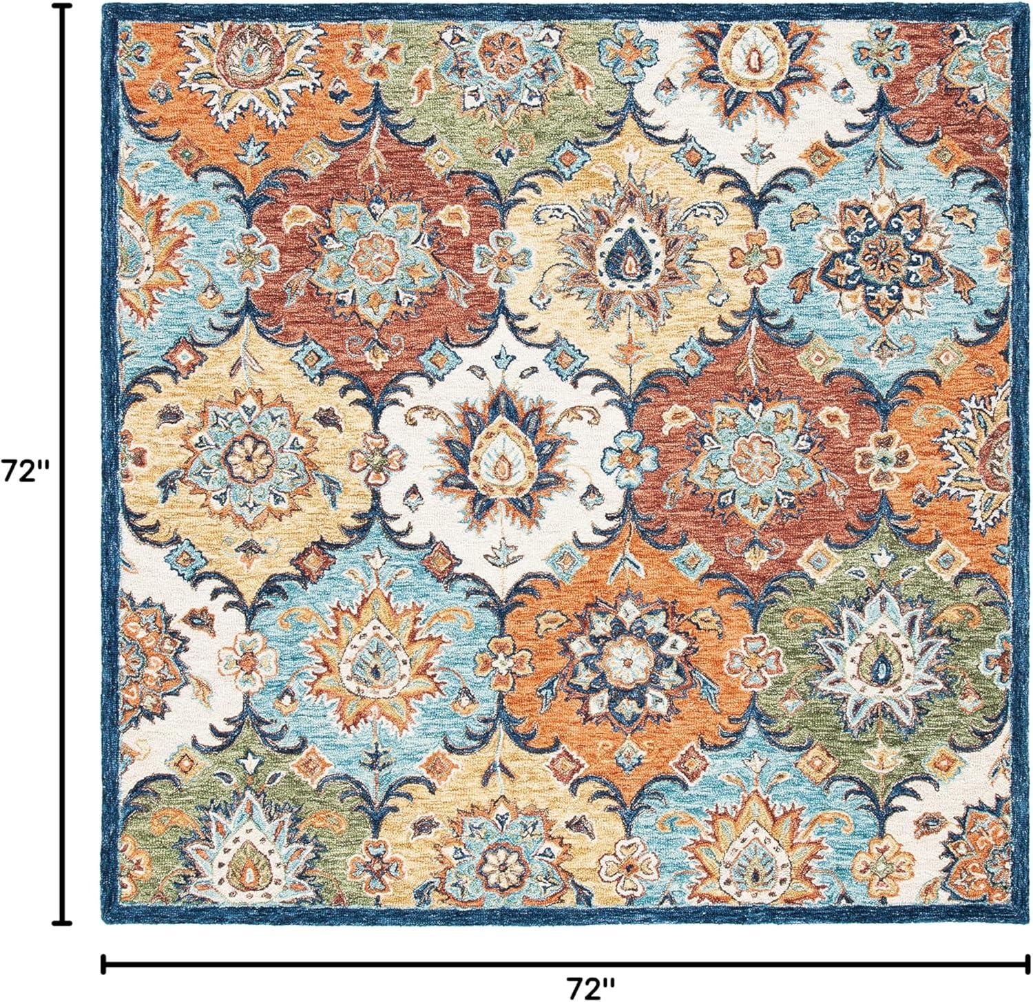 Heritage HG351 Hand Tufted Area Rug - Blue/Rust - 6'x6' - Safavieh.