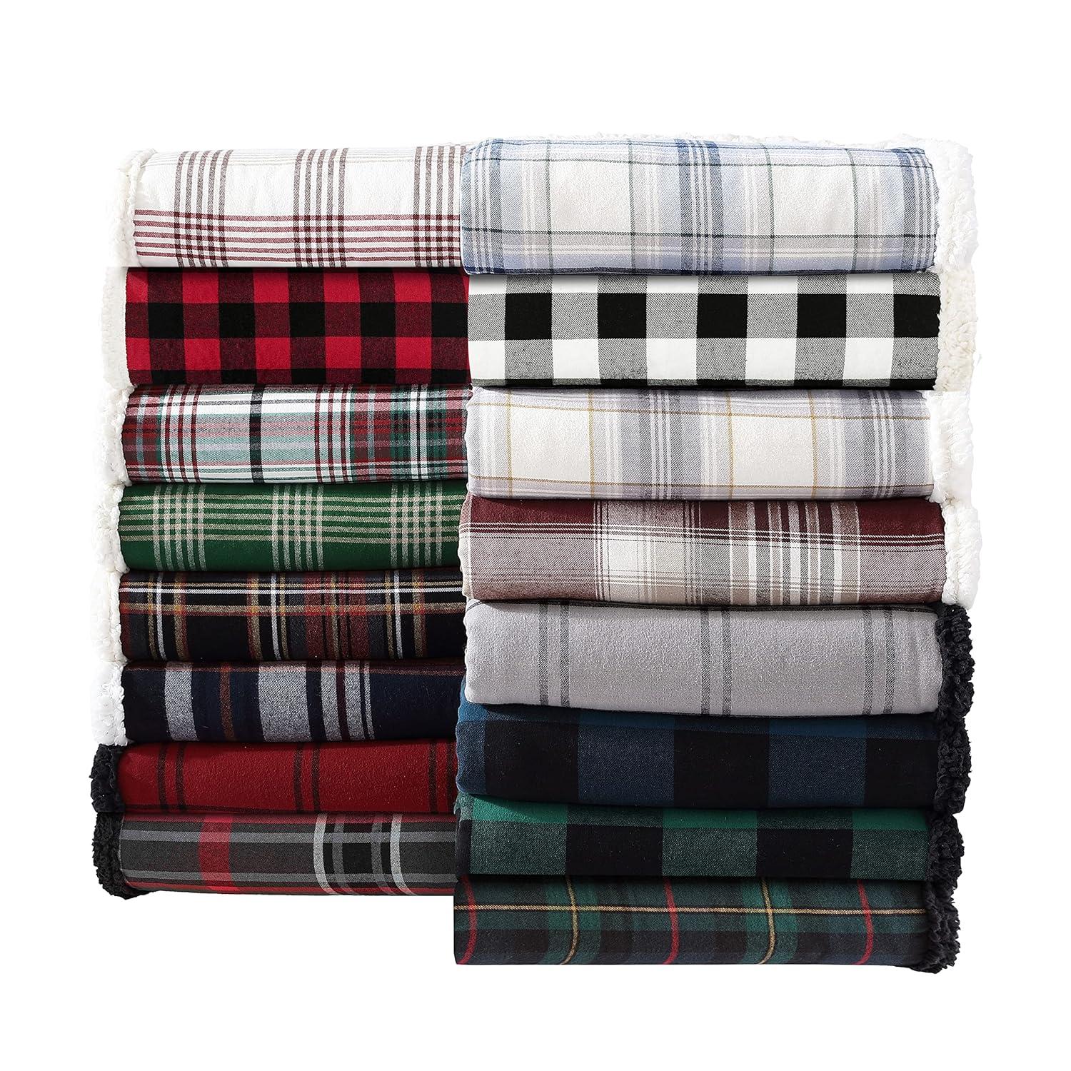 Eddie Bauer Eddie Bauer Printed Plush Fleece/Sherpa Oversized Throw Blanket