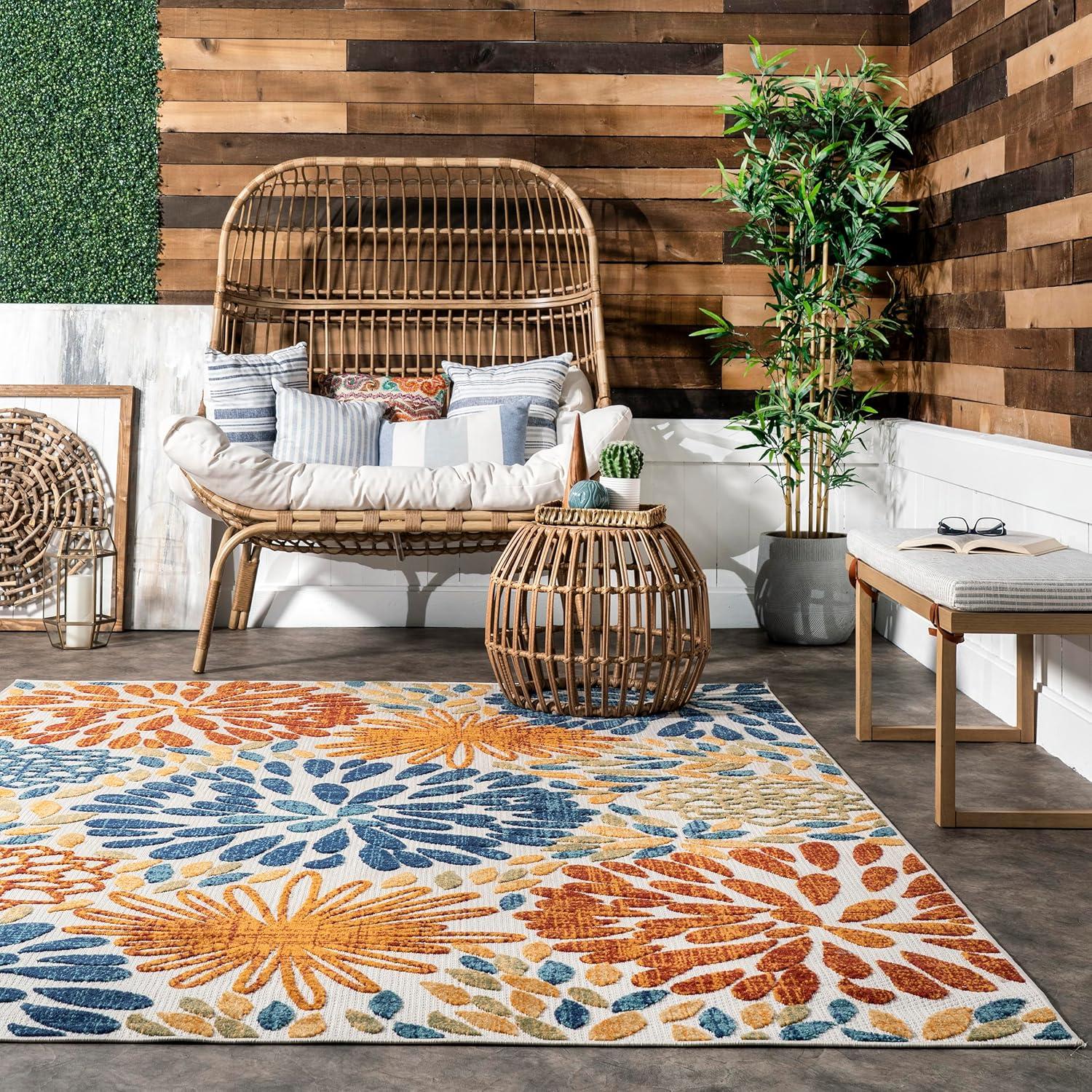 nuLOOM Monique Floral Indoor/Outdoor Area Rug, 12' x 15', Blue