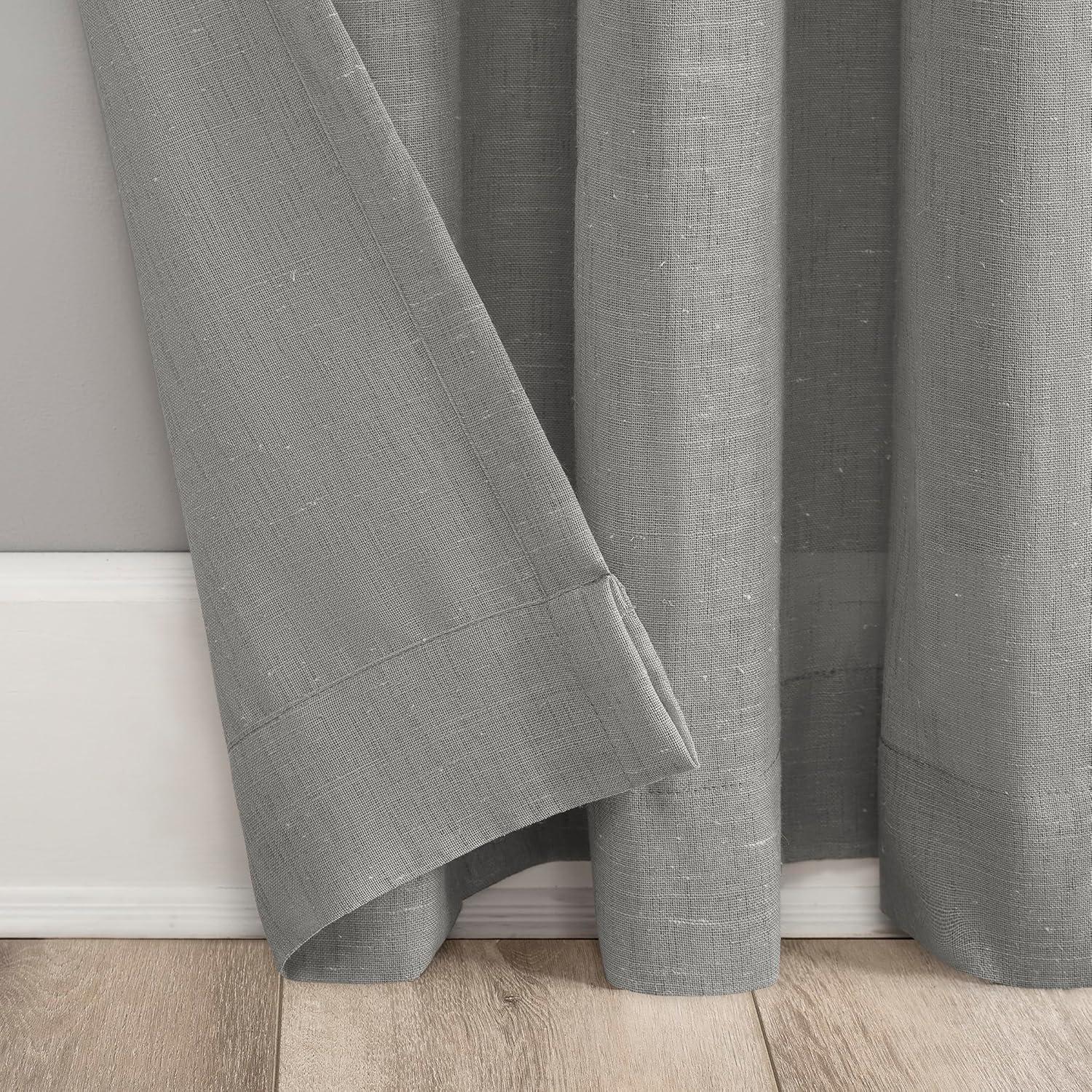 63"x52" Slub Textured Linen Blend Grommet Top Curtain Gray - Archaeo: Light Filtering Panel, Modern Indoor Decor
