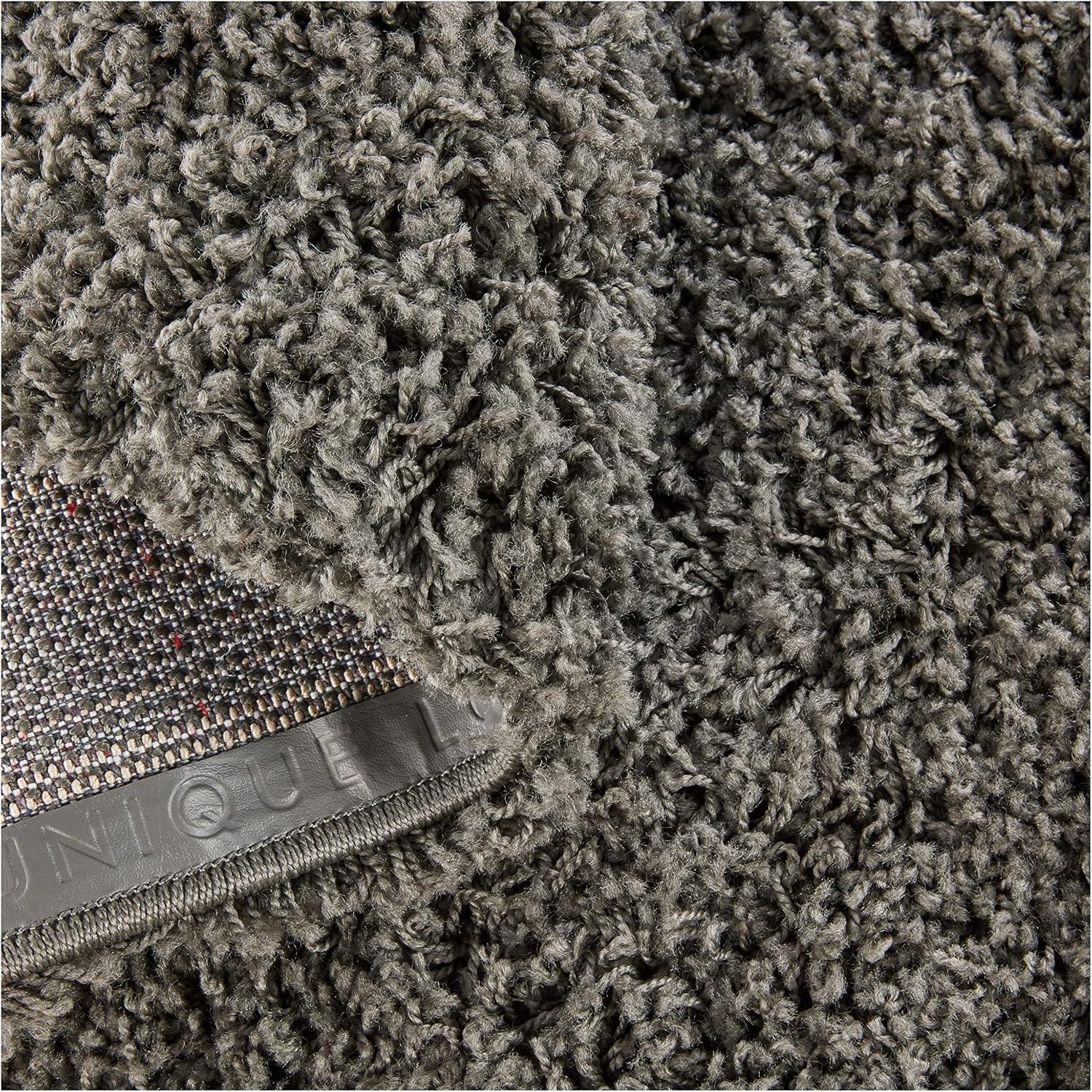 Unique Loom 3' 3 x 3' 3 Solid Shag Graphite Gray Area Rug