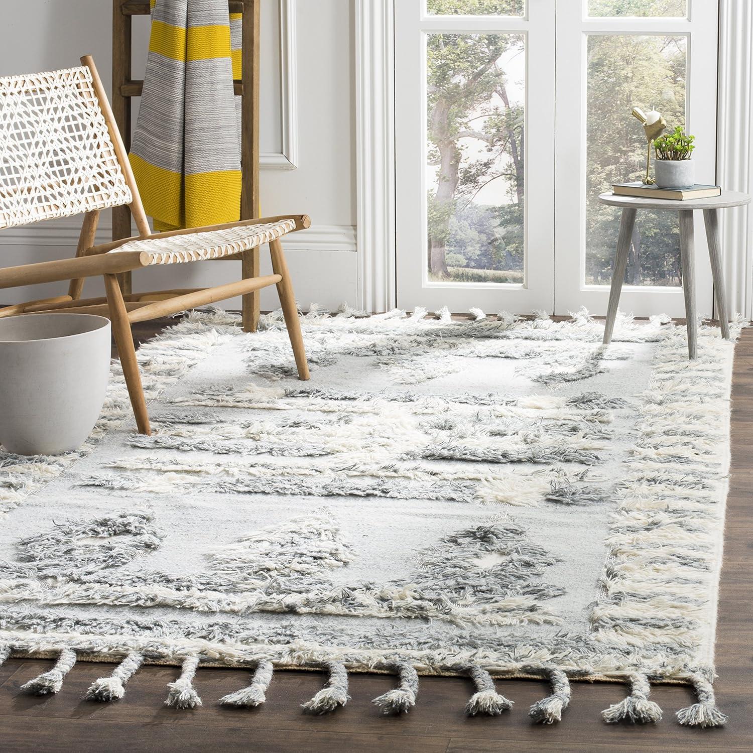 Kenya KNY601 Hand Knotted Area Rug - Grey/Ivory - 6'x9' - Safavieh.