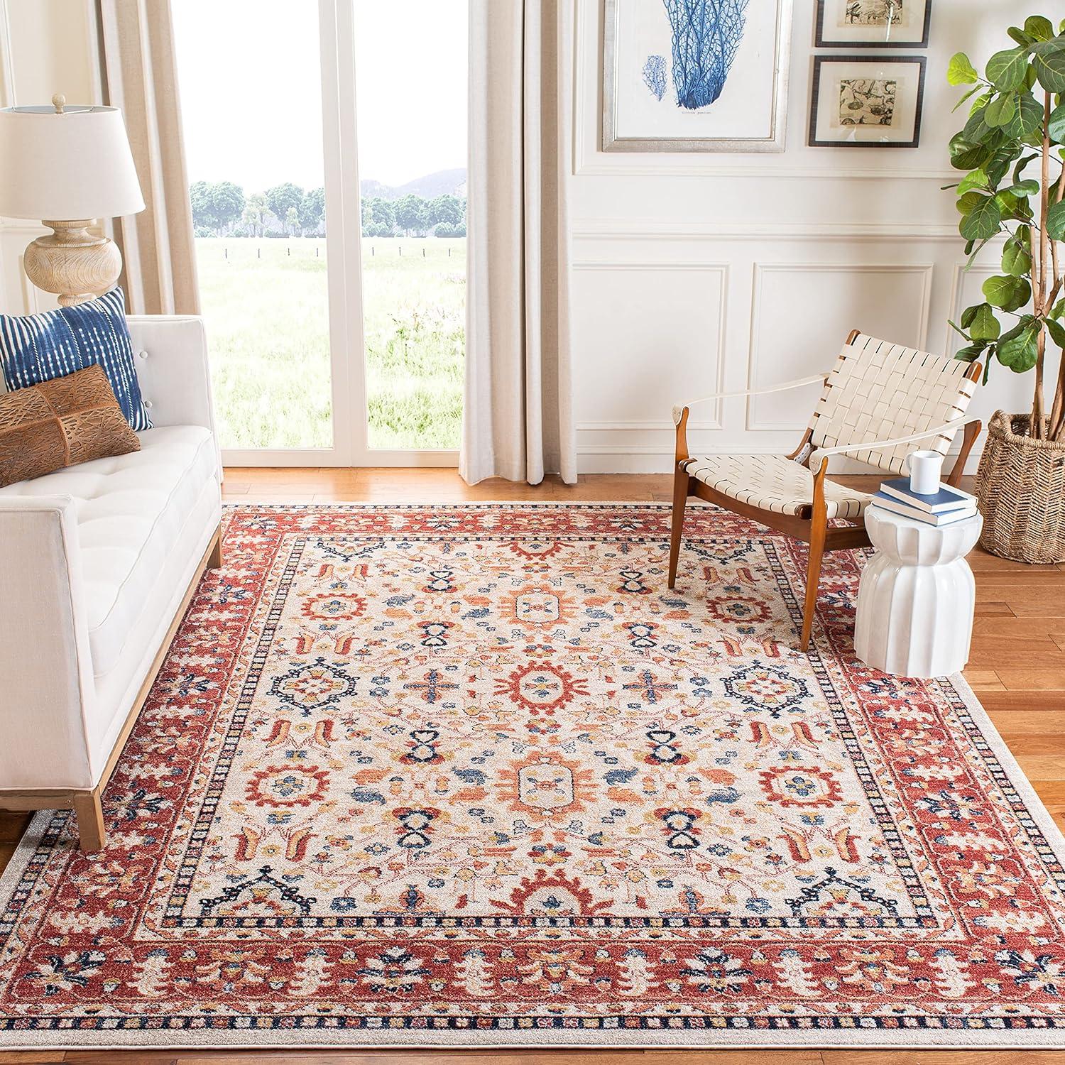 Charleston Heirloom Red/Ivory 8' x 10' Synthetic Rectangular Rug