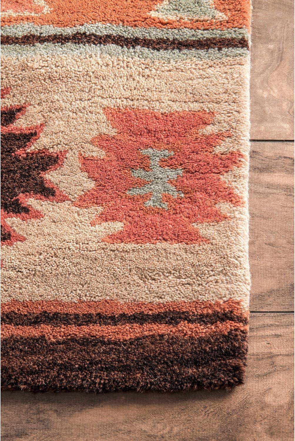 Handmade Tufted Southwestern Beige Wool 4'x6' Area Rug