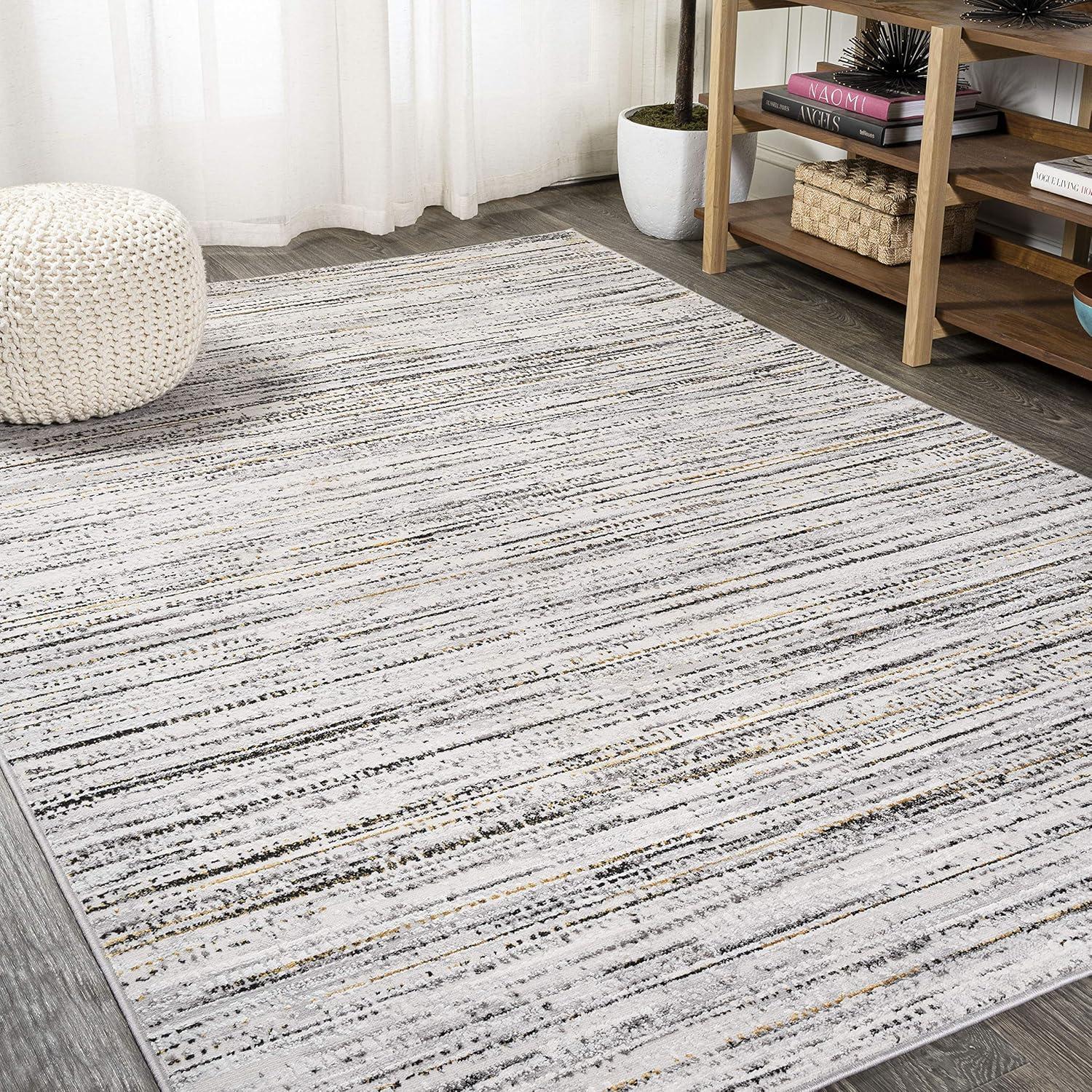 8'x10' Loom Modern Strie'  Area Rug, Gray/Black - JONATHAN Y