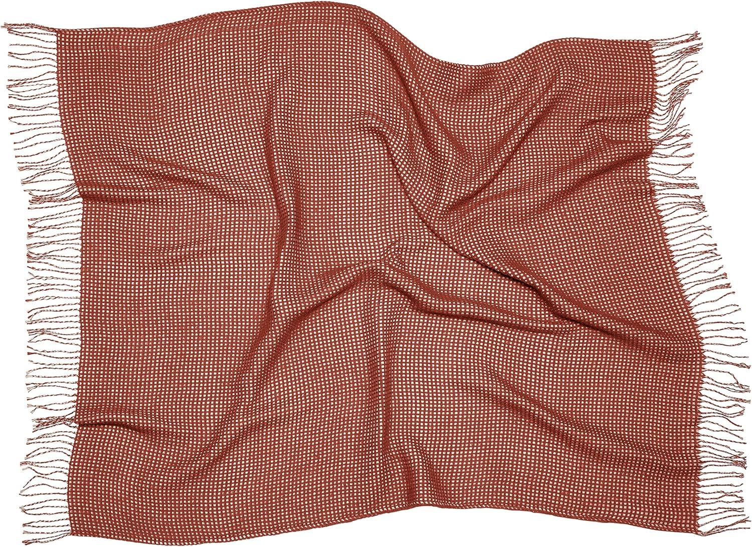 Classic Accessories Indoor/Outdoor Reversible Throw Blanket, 66 x 59 Inch, Spice