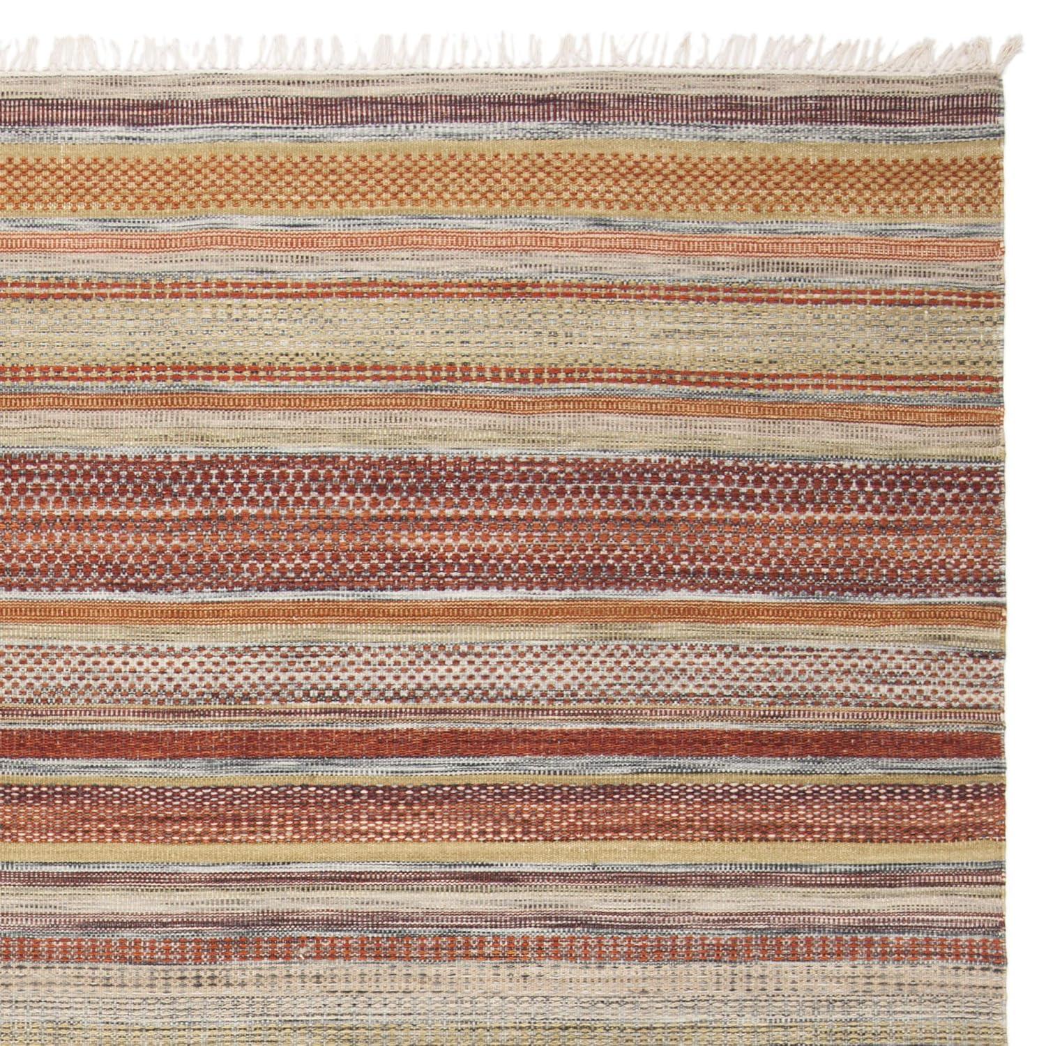 Striped Kilim STK311 Hand Woven Indoor Area Rug - Beige - 7'x7' - Safavieh