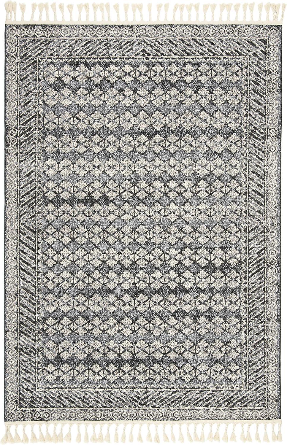 Gray Hand-knotted Viscose Rectangular Area Rug 5'3" x 7'6"