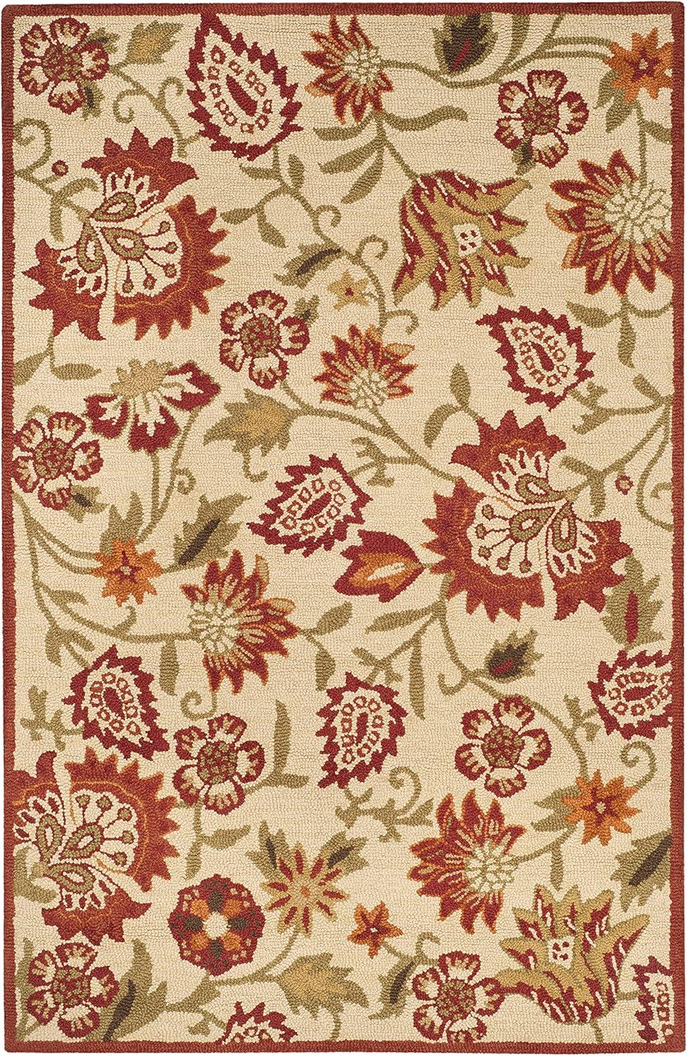 SAFAVIEH Blossom Leah Floral Wool Area Rug, Beige/Multi, 5' x 8'