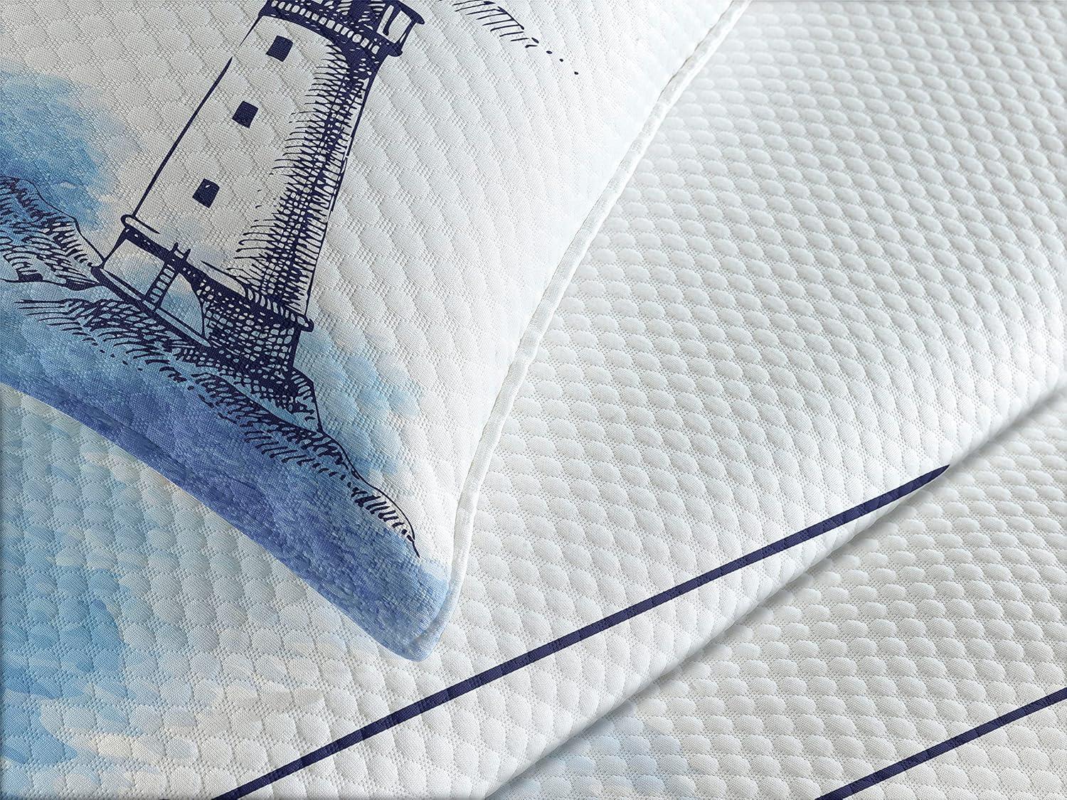 Ambesonne Lighthouse Bedspread Handdrawn Art Anchor