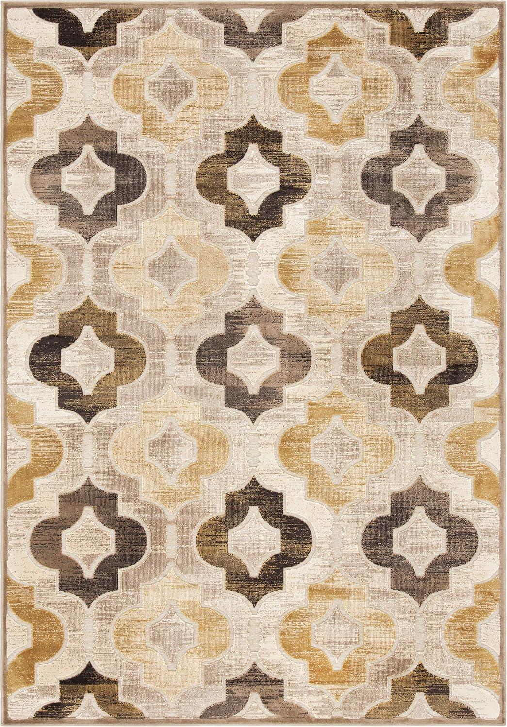 SAFAVIEH Paradise Lakisha Geometric Tessellation Area Rug, Taupe/Multi, 5'3" x 7'6"