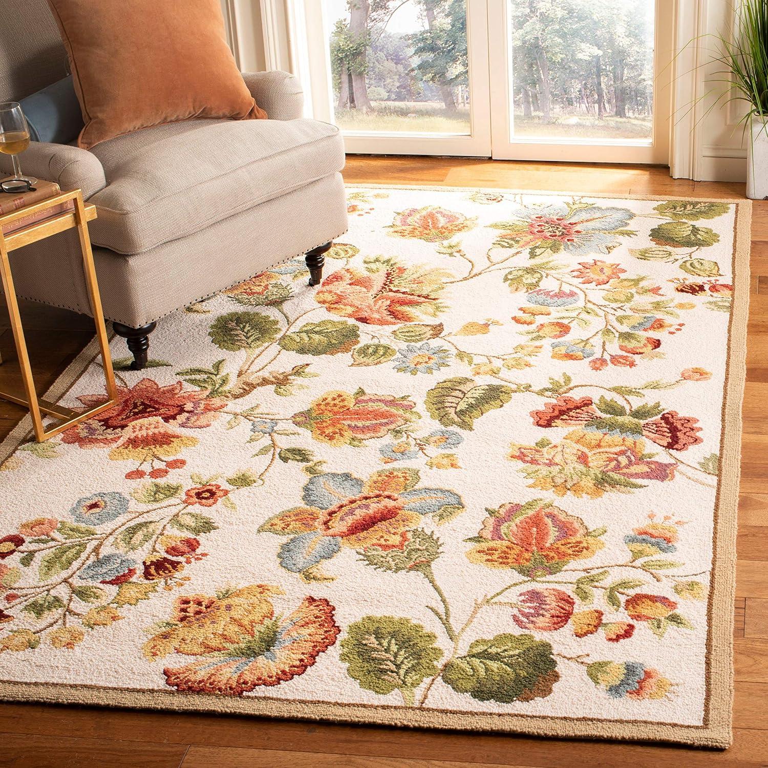 Sage Floral Handmade Wool 30" Runner Rug