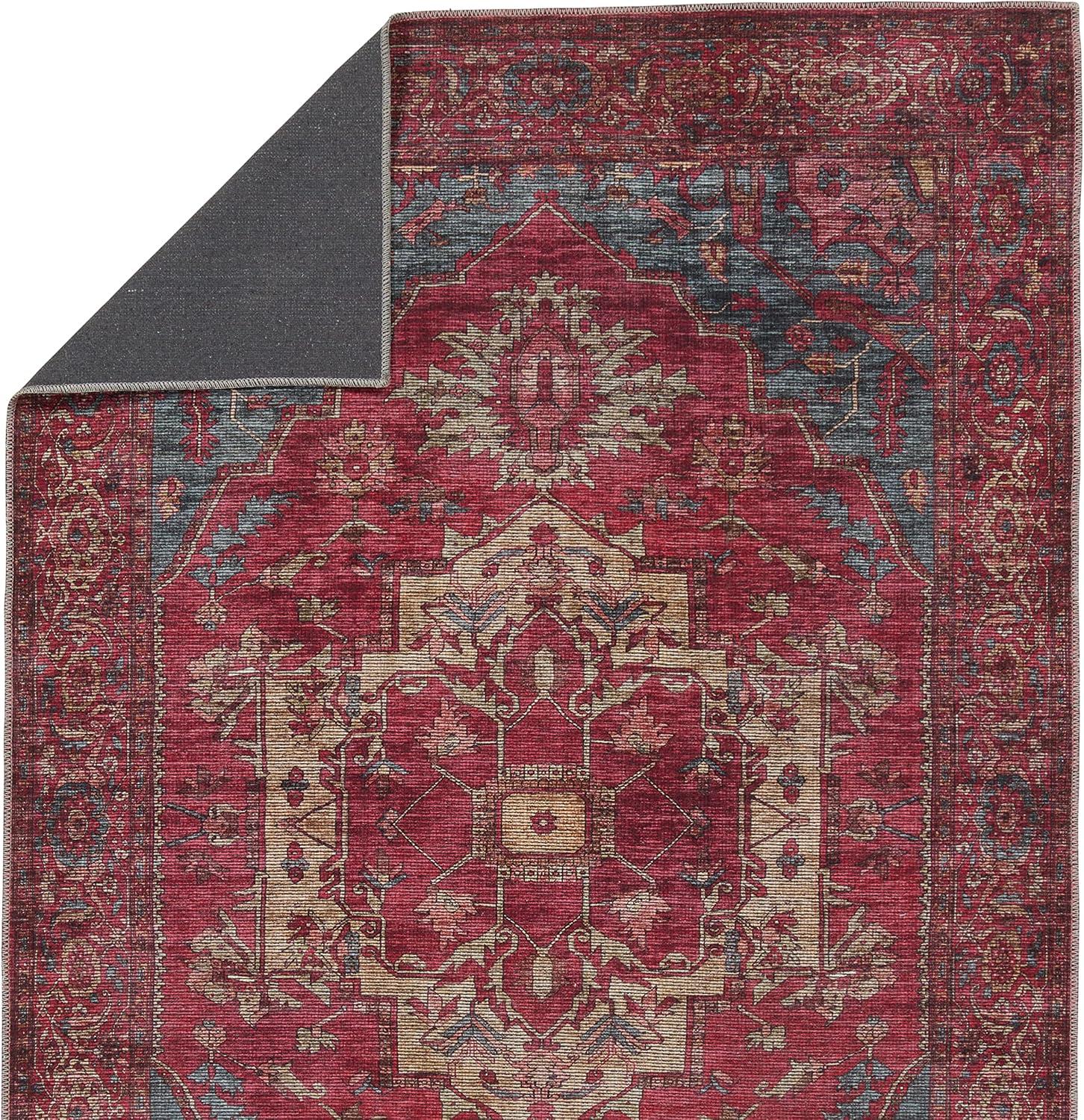 Handmade Red Medallion Cotton Rectangular Area Rug