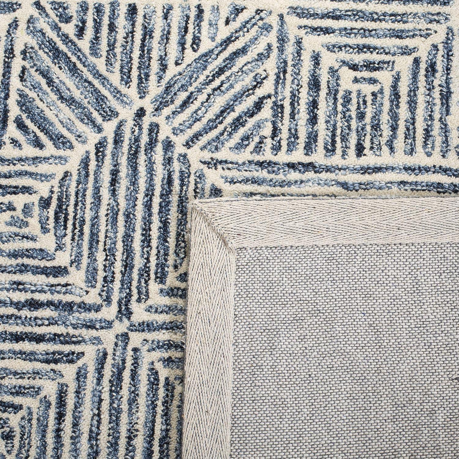 Abstract ABT763 Handmade Indoor Area Rug - Blue - 6'x6' - Safavieh