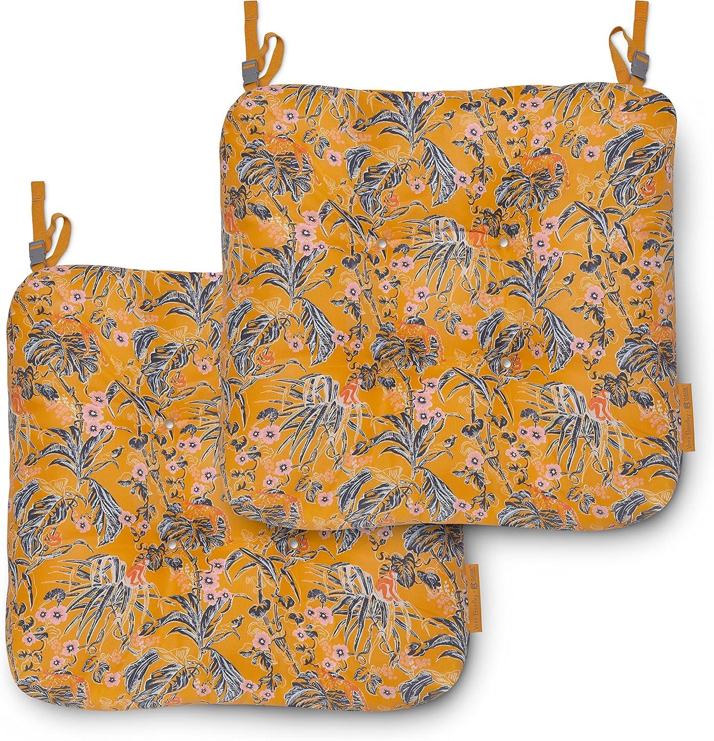 Rain Forest Toile Gold Water-Resistant 19" Patio Chair Cushions, 2 Pack