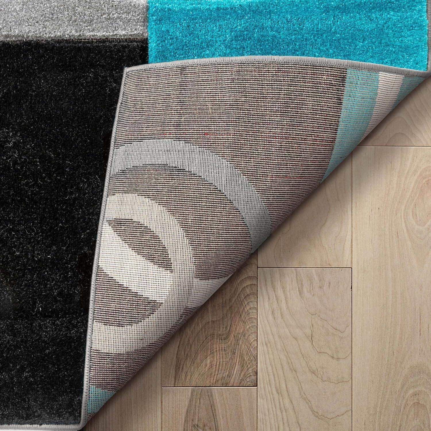 Well Woven Ruby Galaxy Waves Modern Geometric Blue Grey 6'7" x 9'3" Area Rug