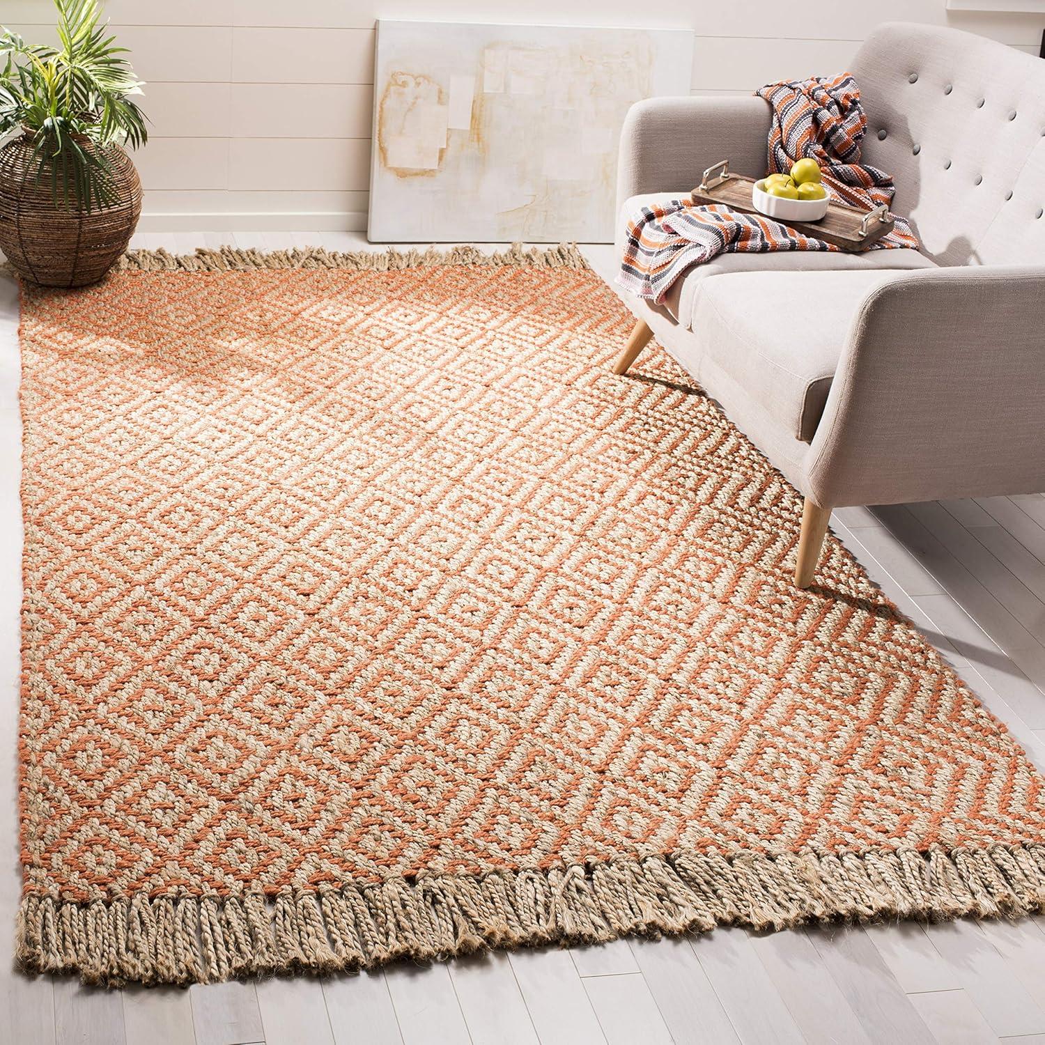 Natural Fiber NF266 Hand Woven Indoor Area Rug - Orange/Natural - 4'x6' - Safavieh.