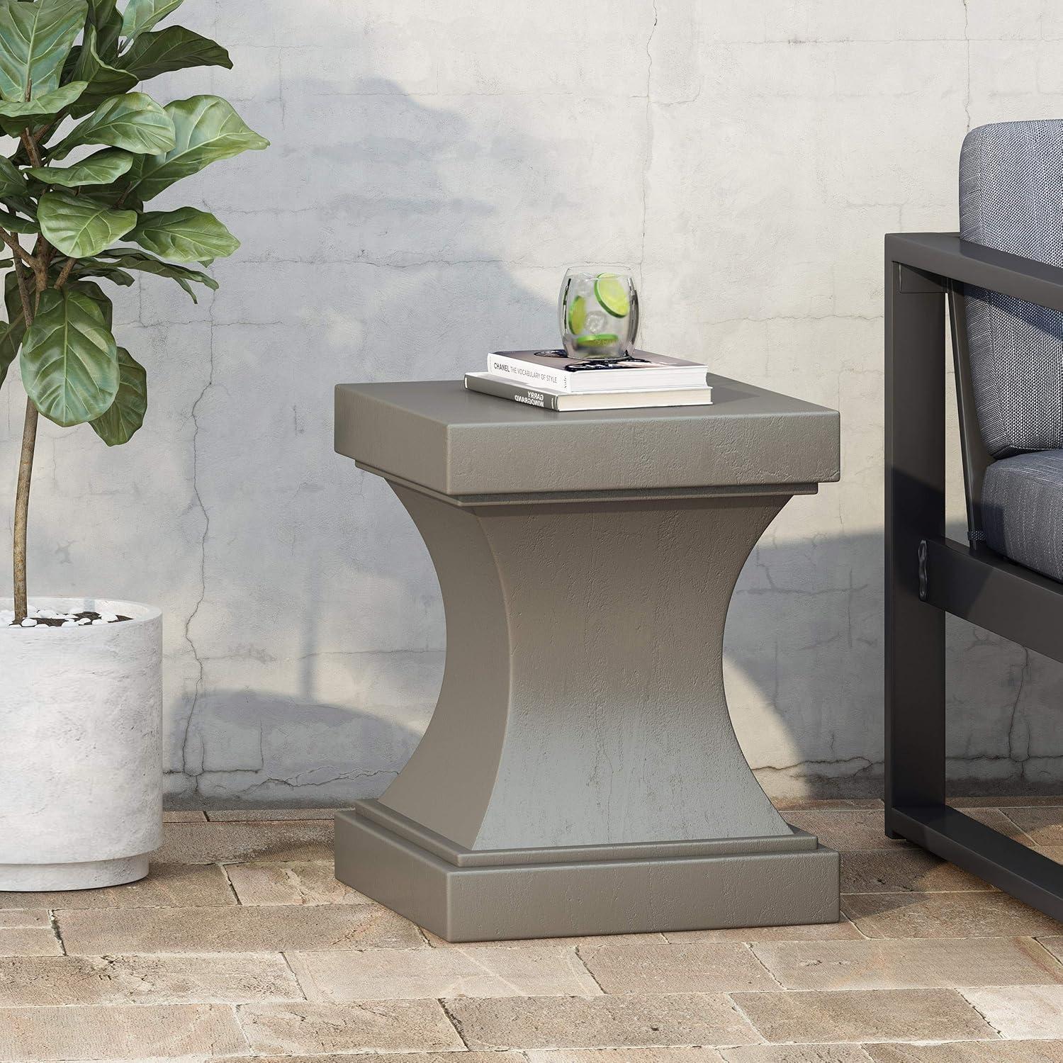 Light Gray Modern Lightweight Concrete Outdoor Side Table