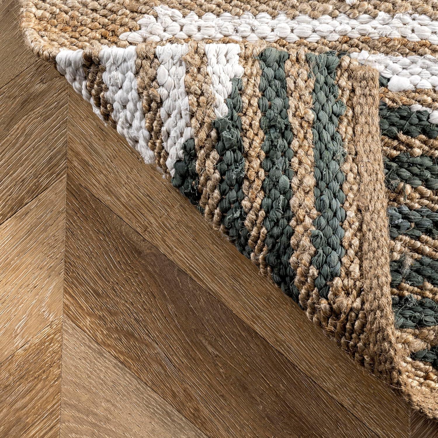 nuLOOM Hand Braided Marla Denim And Jute Diamonds Area Rug, 3' x 5', Olive
