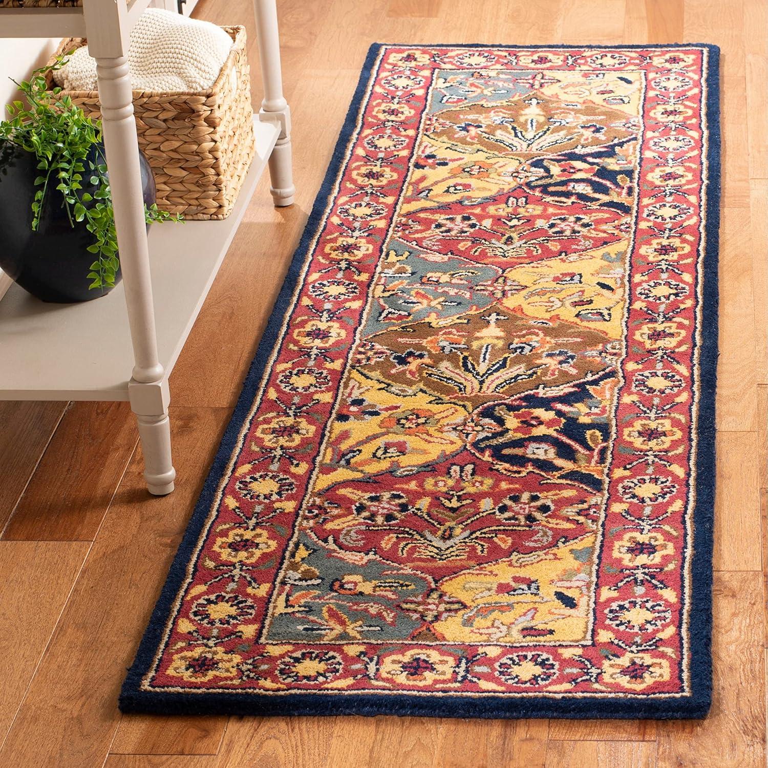 SAFAVIEH Heritage Woodville Traditional Wool Area Rug, Multi/Red, 9' x 12'