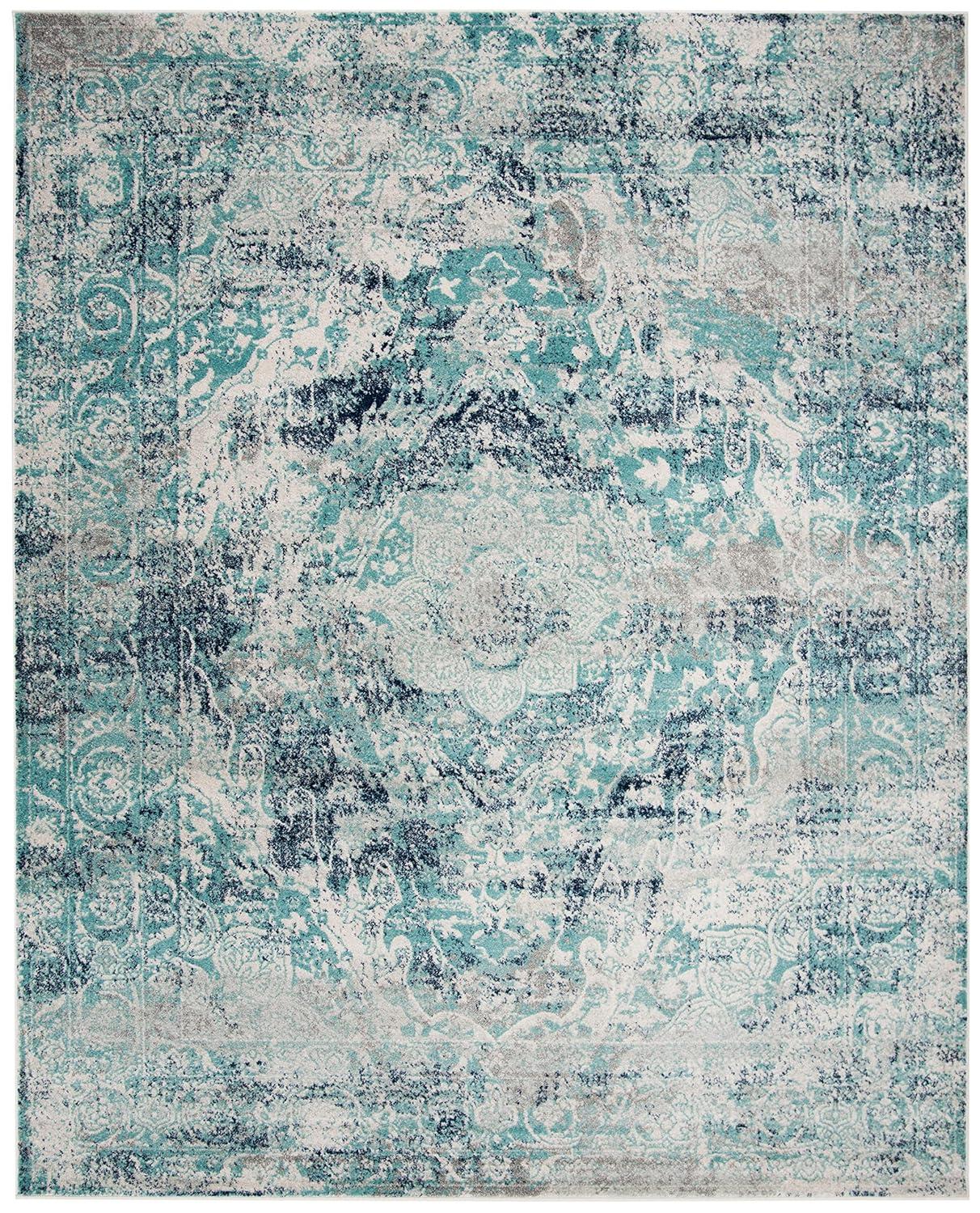 Madison MAD152 Power Loomed Indoor Area Rug - Ivory/Blue - 6'x9' - Safavieh