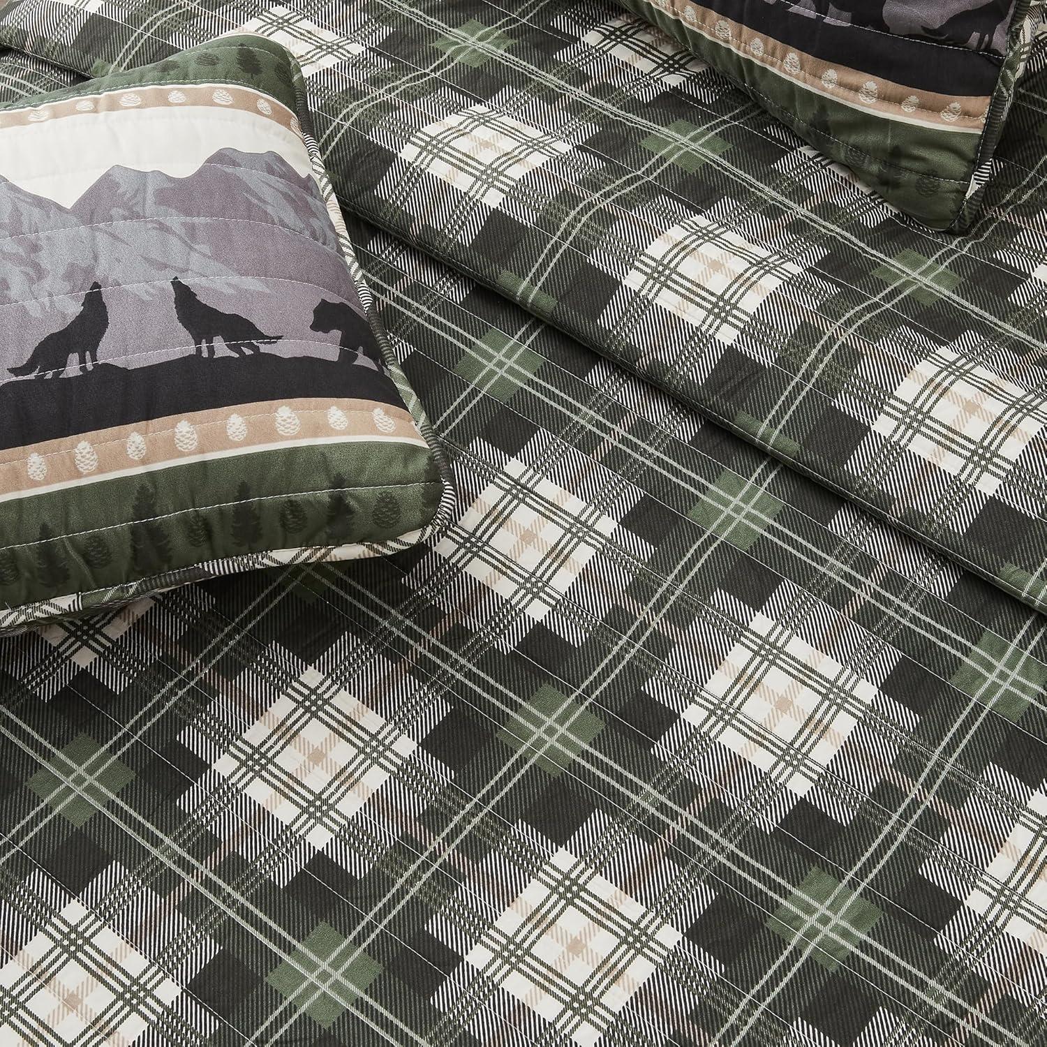 Great Bay Home Rustic Lodge Patchwork Reversible Reversible Quilt Set With Shams  (Full / Queen, Salt Creek)
