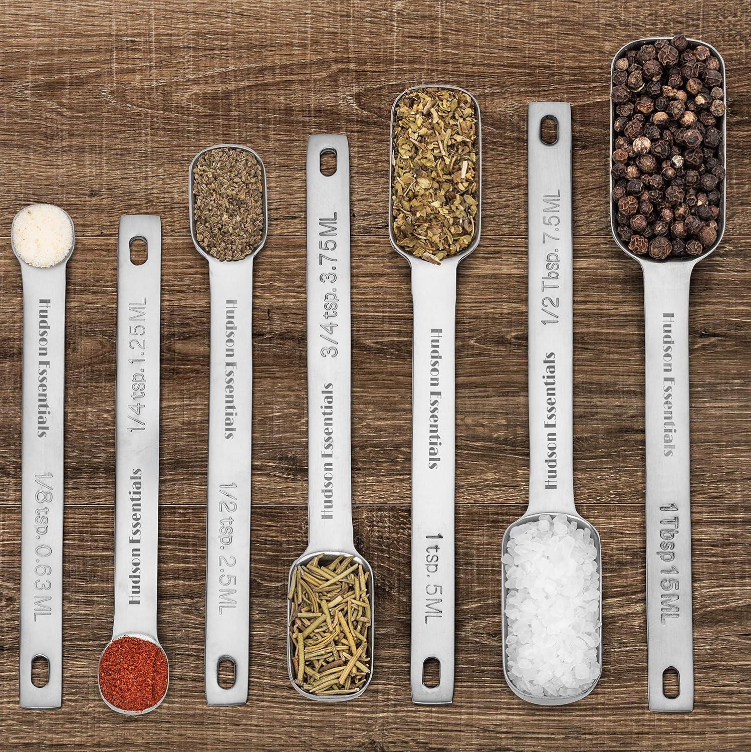 Hudson Essentials Stainless Steel 7-Piece Measuring Spoons Set