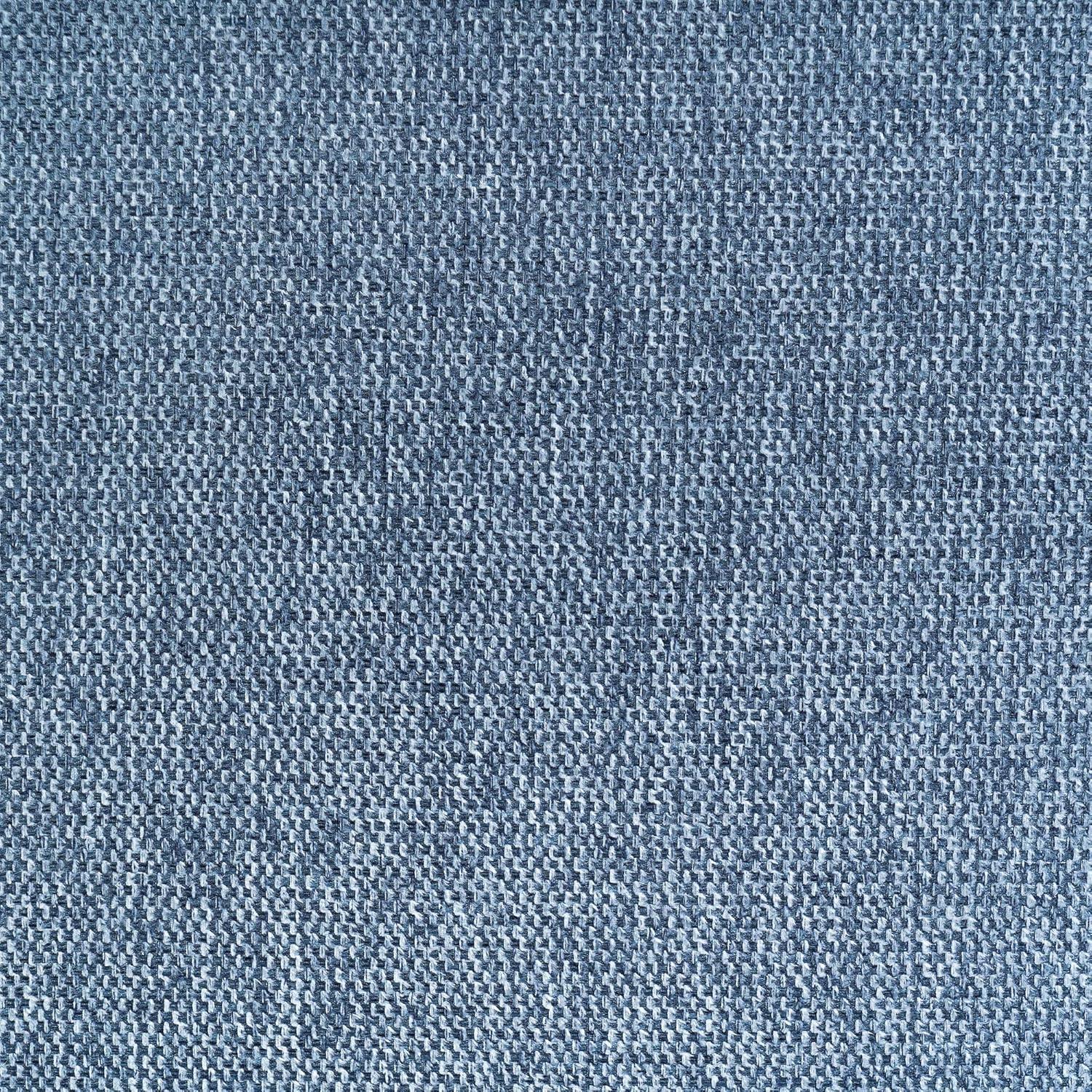 Mellow Adair Mid-Century Modern Sofa Couch with Armrest Pockets, Tufted Linen Fabric, Heather Blue