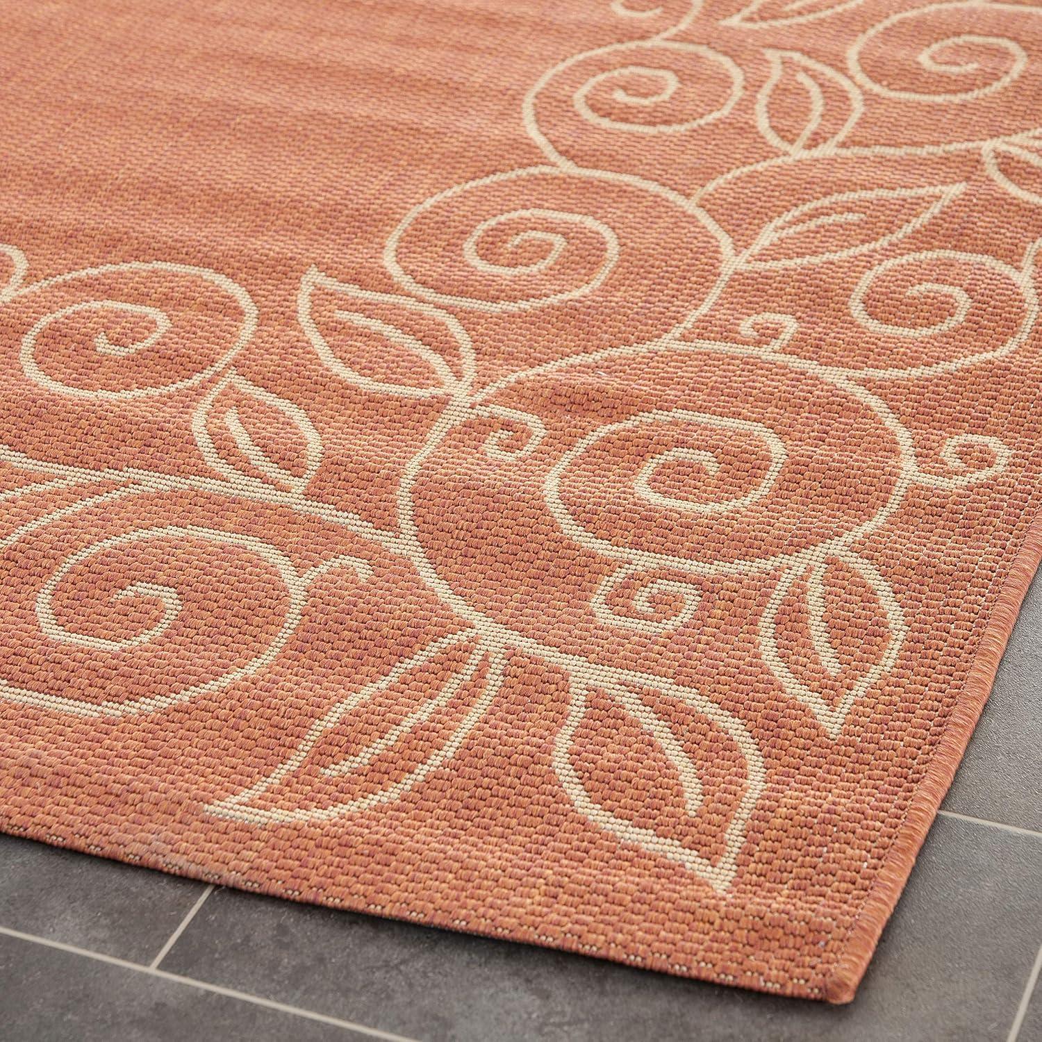 Courtyard CY5139 Power Loomed Indoor and Outdoor Area Rug - Terracotta/Beige - 4'x5'7" - Safavieh