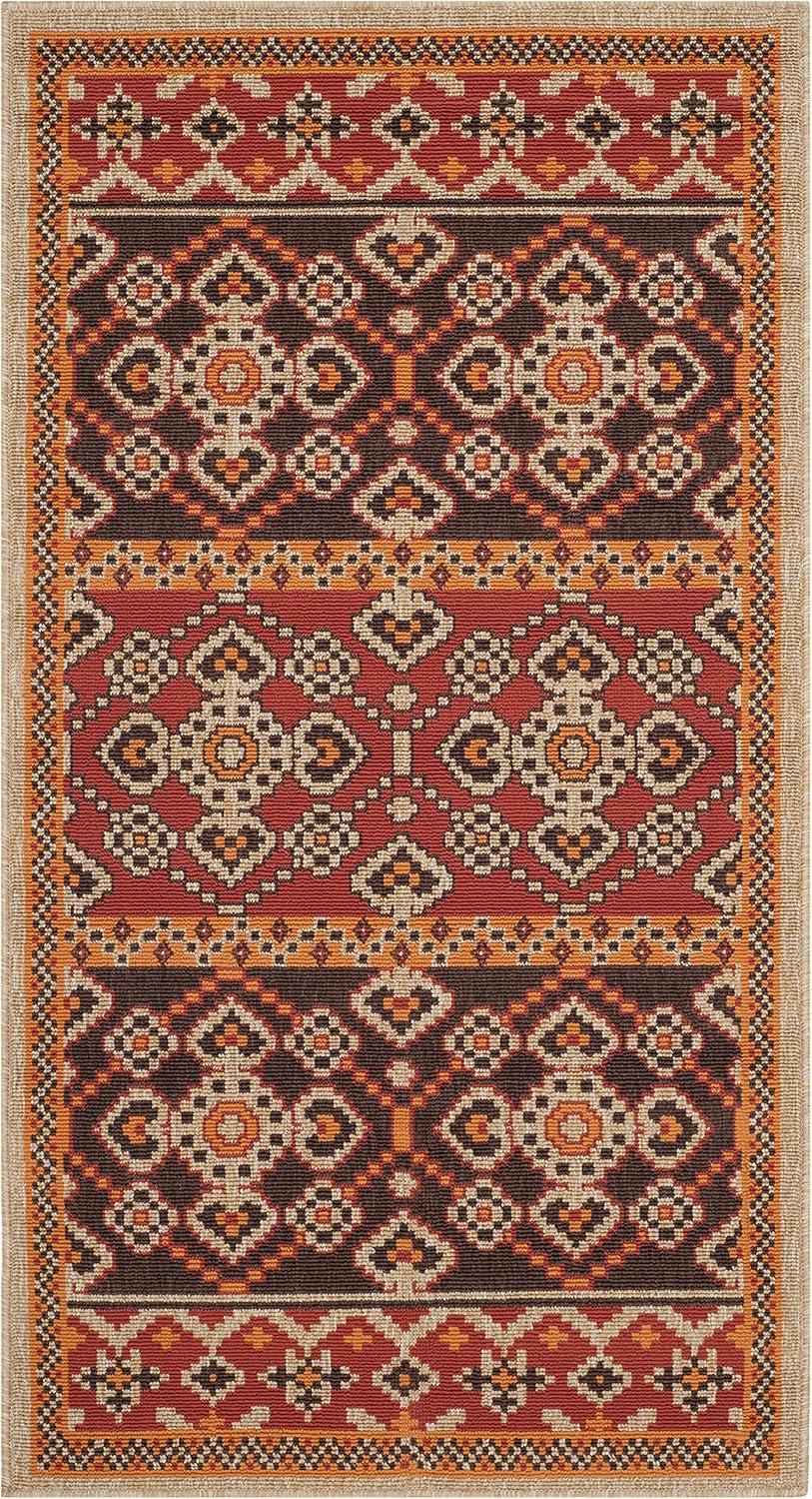 Reversible Red/Chocolate Synthetic 5' x 7' Easy-Care Area Rug