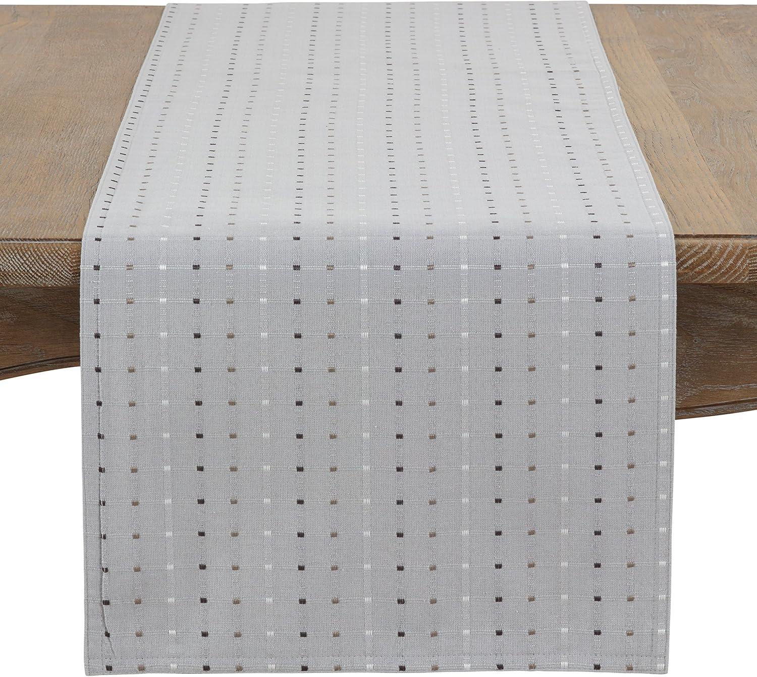 Saro Lifestyle Table Runner With Stitched Line Design, Grey, 16" x 54"