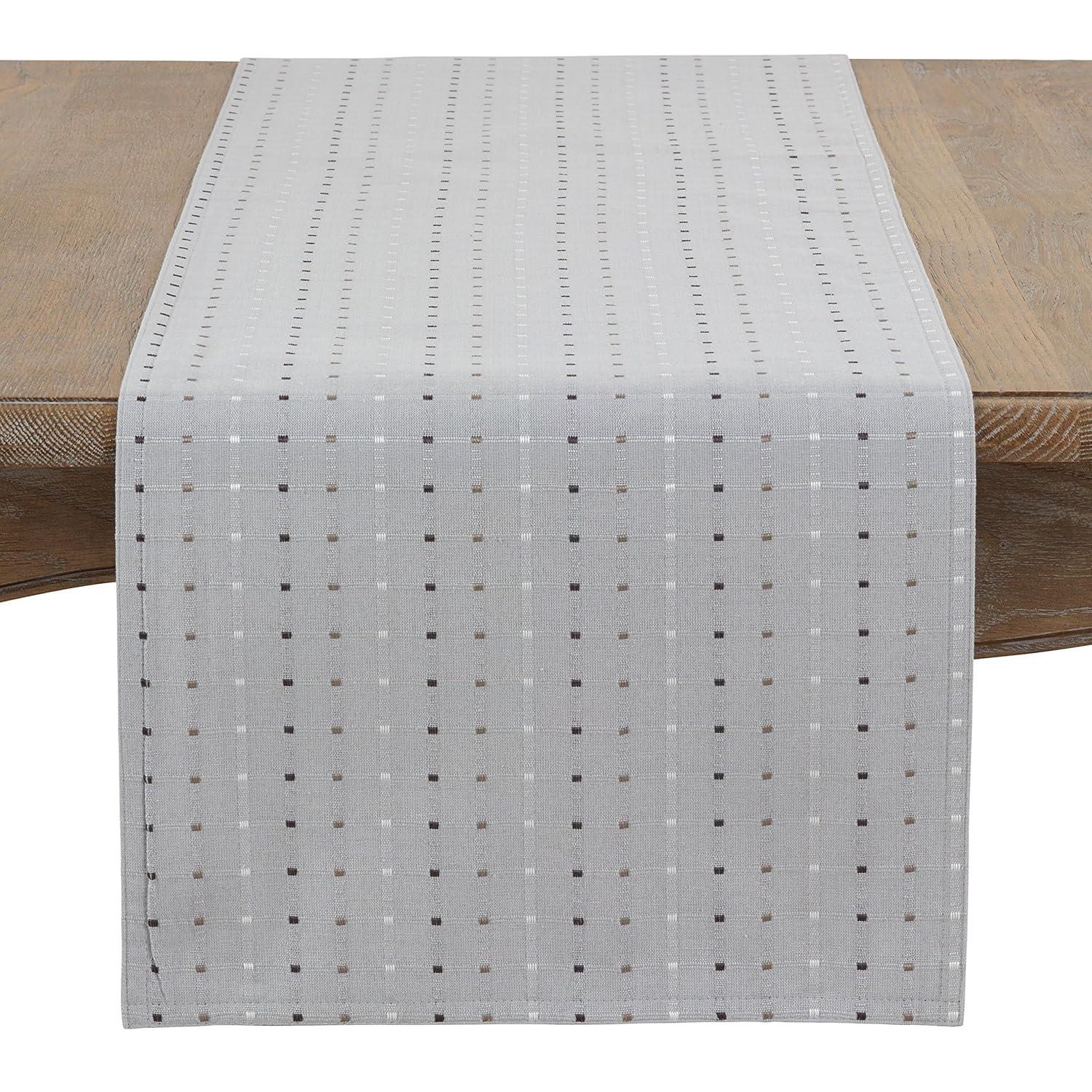 Saro Lifestyle Table Runner With Stitched Line Design, Grey, 16" x 54"