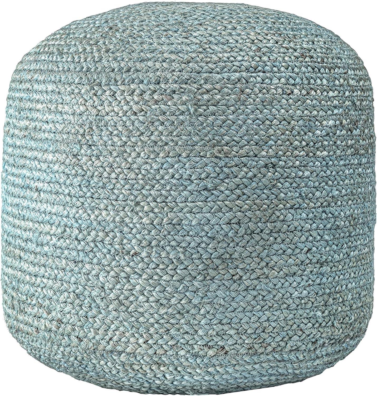 Brooklyn Rug Co  Bristol Braided Solid Jute Ottoman Pouf Green