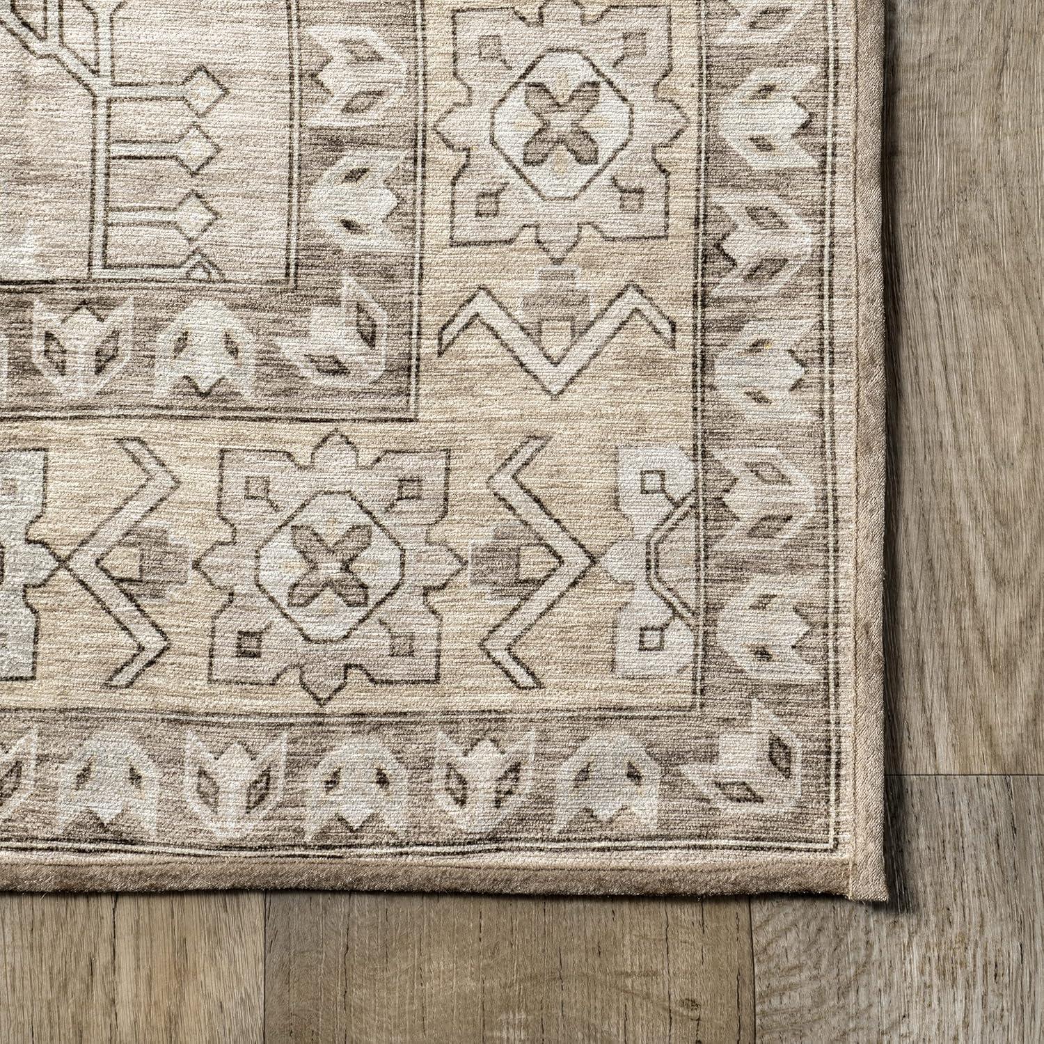 Nuloom Alecia Persian Machine Washable Indoor Area Rug, 5' x 8', Beige