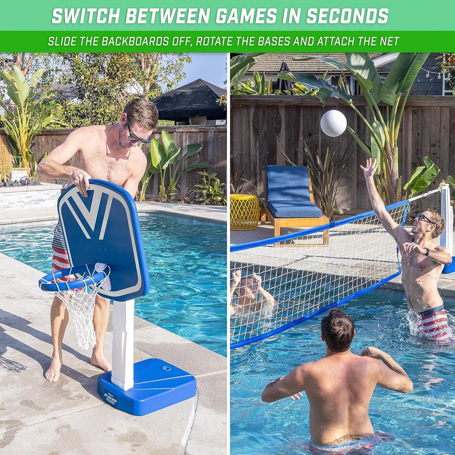 GoSports Gosports Splash Hoop 2-In1 Full Court Pool Basketball & Volleyball Game Set
