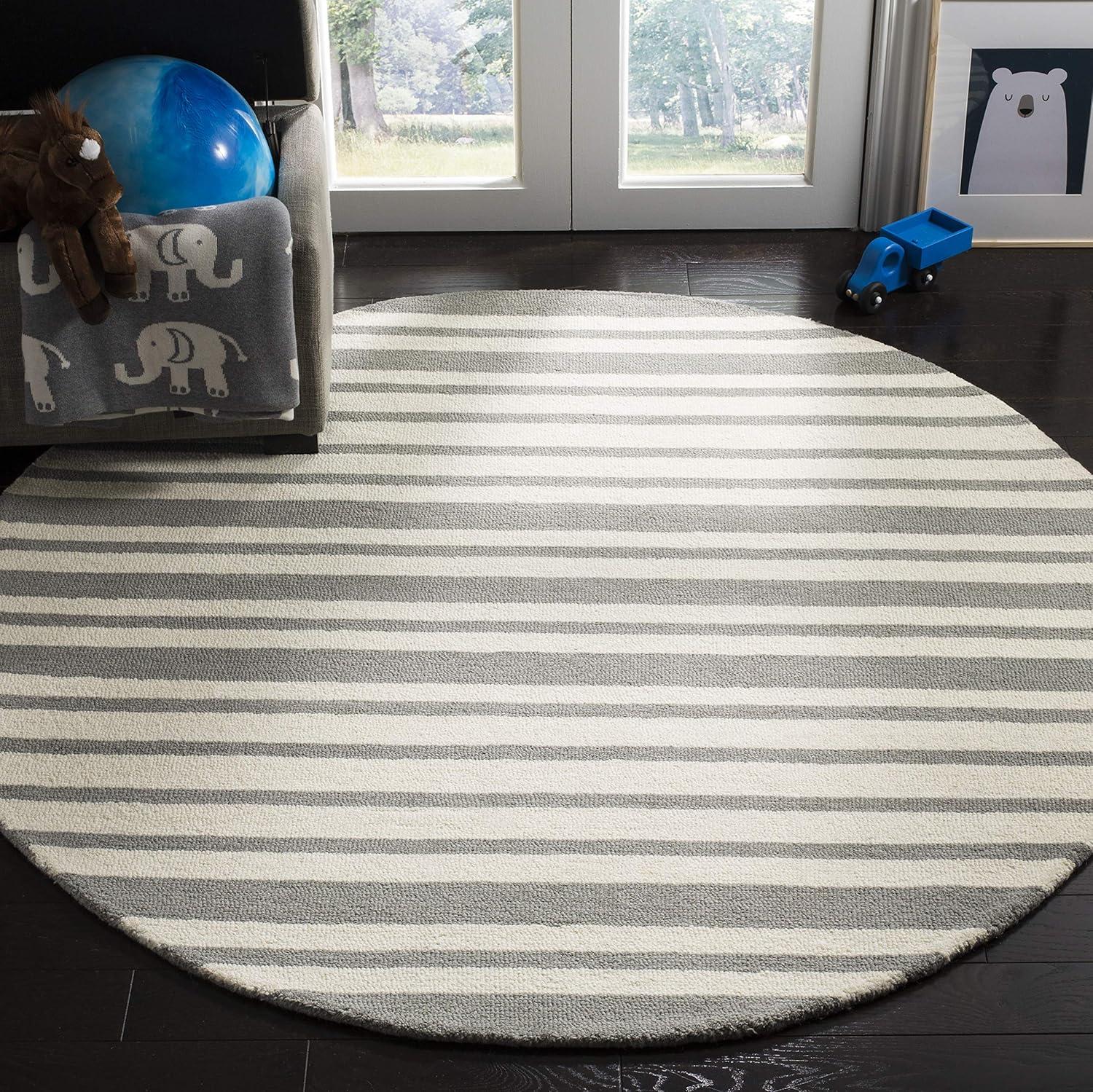 Safavieh Kids Barcode SFK917 Hand Tufted Indoor Area Rug - Grey/Multi - 5' Round - Safavieh