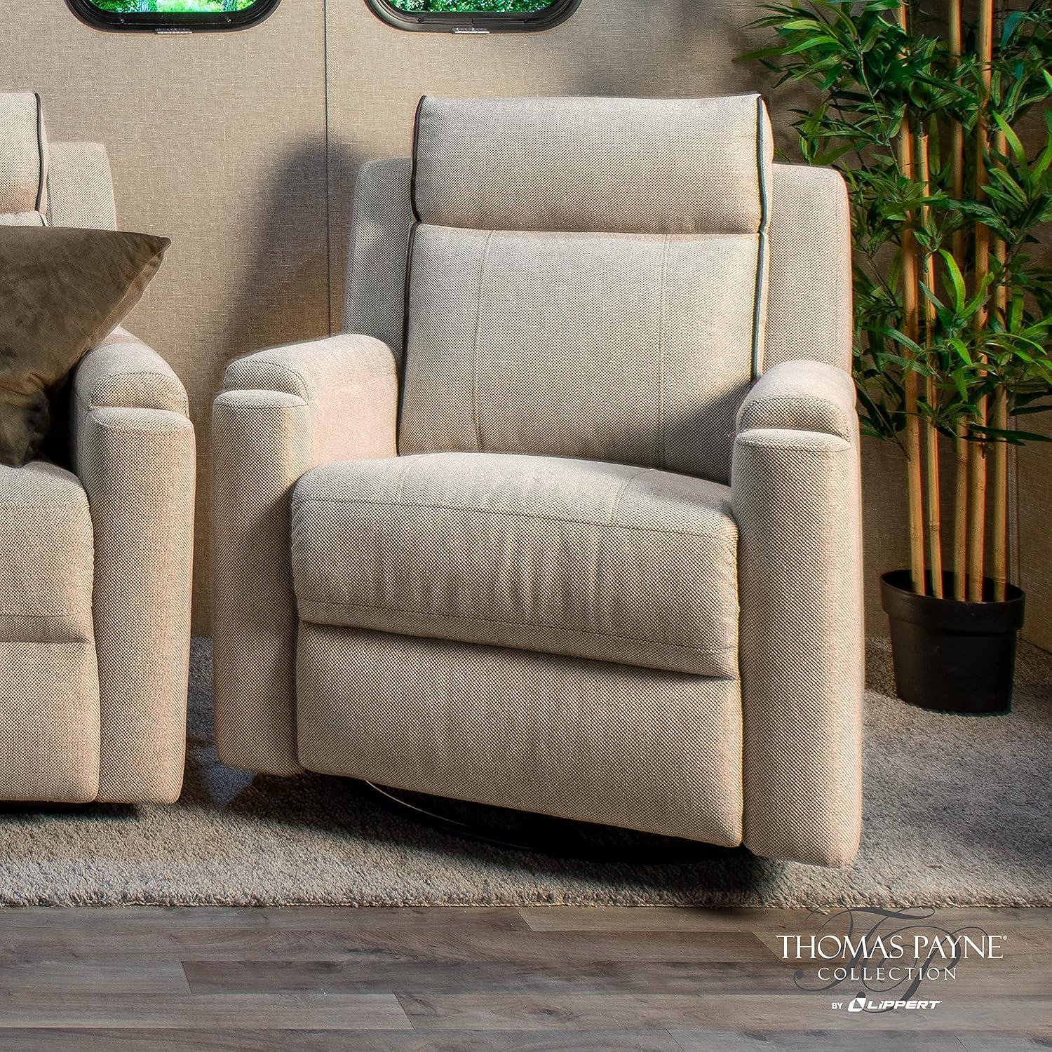 Thomas Payne RV Swivel Glide Recliner - Norlina - Luxurious, Comfortable RV Recliner - Easy-to-Clean PolyHyde Vinyl Fabric - High-Density Foam Interior for Extra Comfort - 2020129856