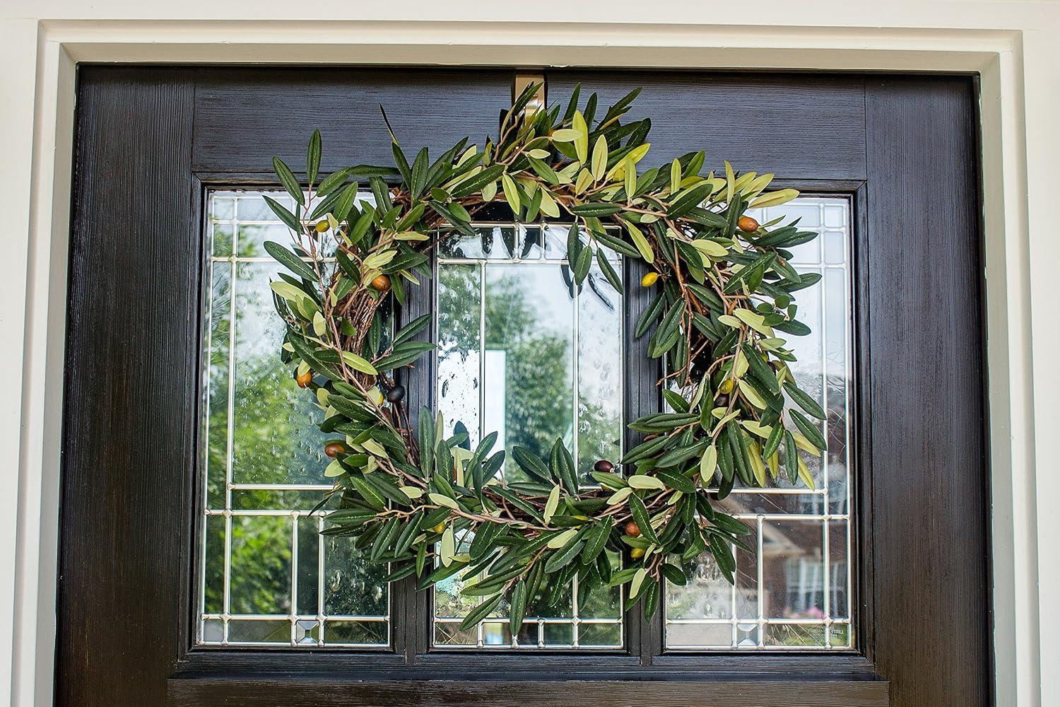 Rustic Elegance 22" Faux Olive Leaf Wreath in Green