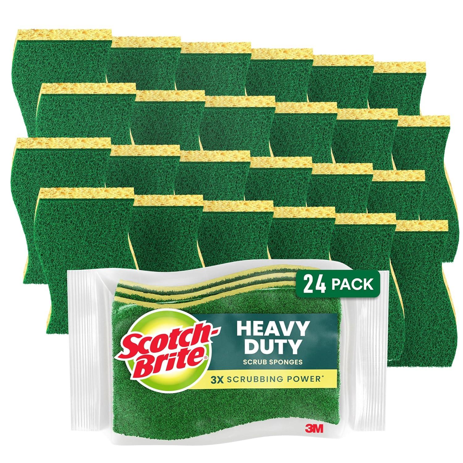 Scotch-Brite, MMMHD3CT, Esponjas para Fregar de Alta Resistencia, 24 / Caja, Amarillo, Verde