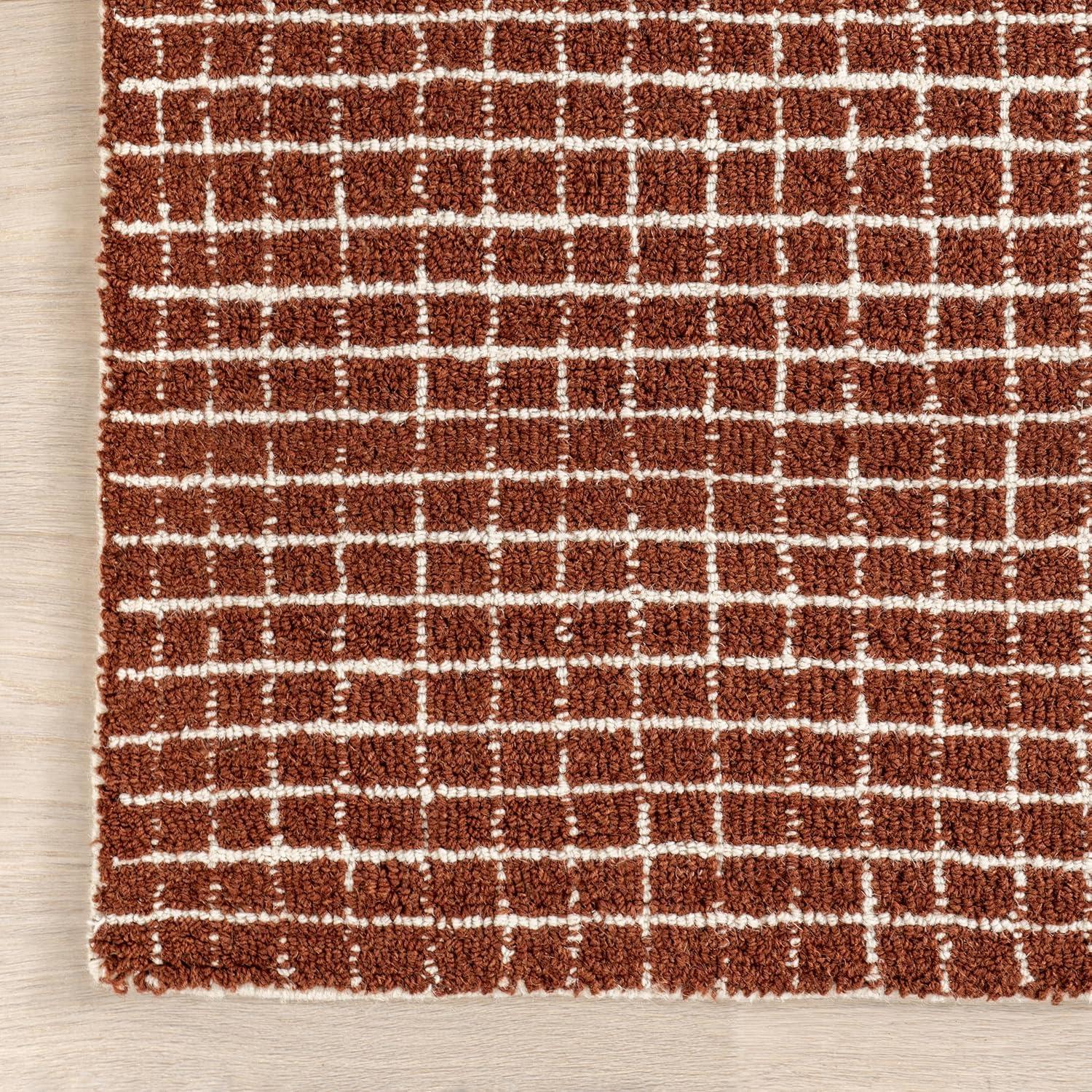 Nuloom Melrose Checked Wool Area Rug, 9' x 12', Chestnut