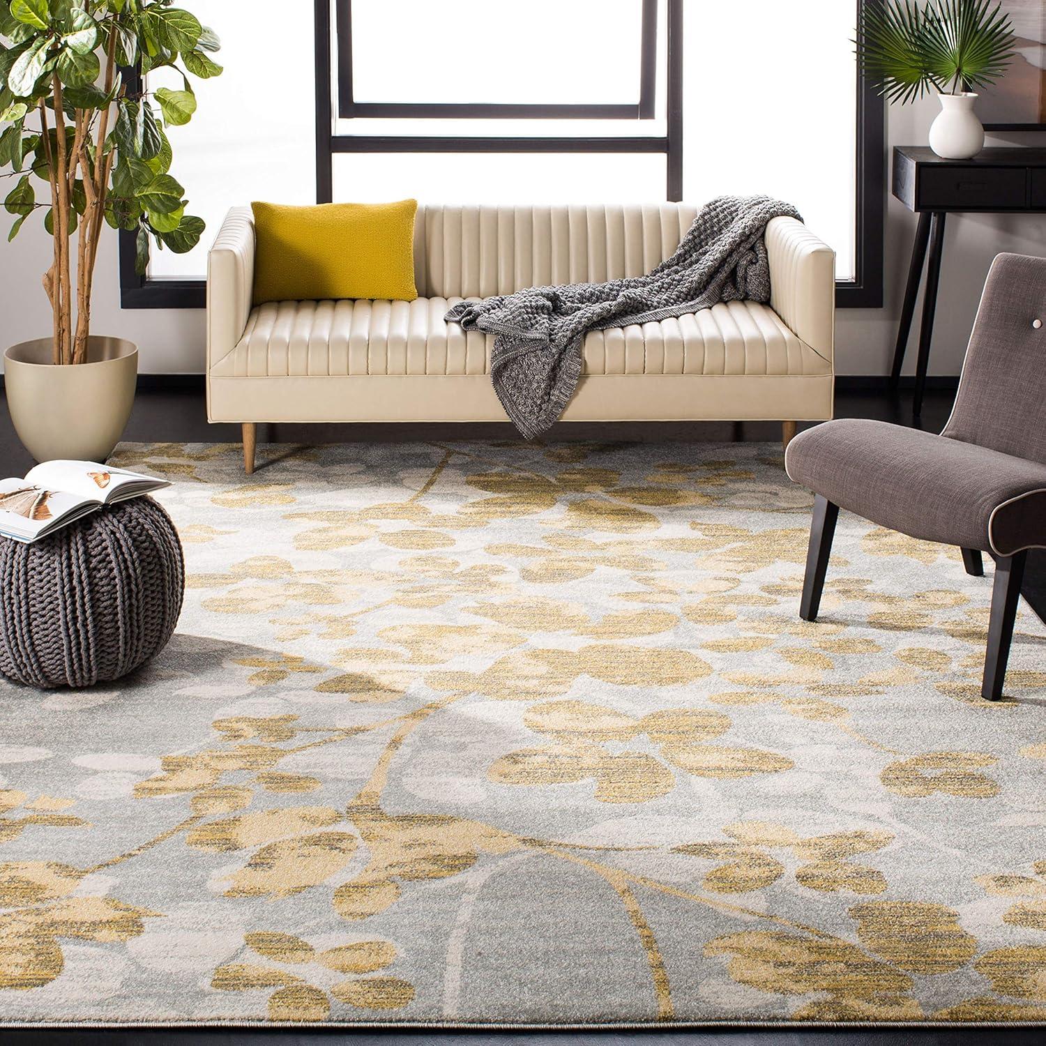 Evoke EVK236 Power Loomed Accent Rug - Grey/Gold - 3'x5' - Safavieh.