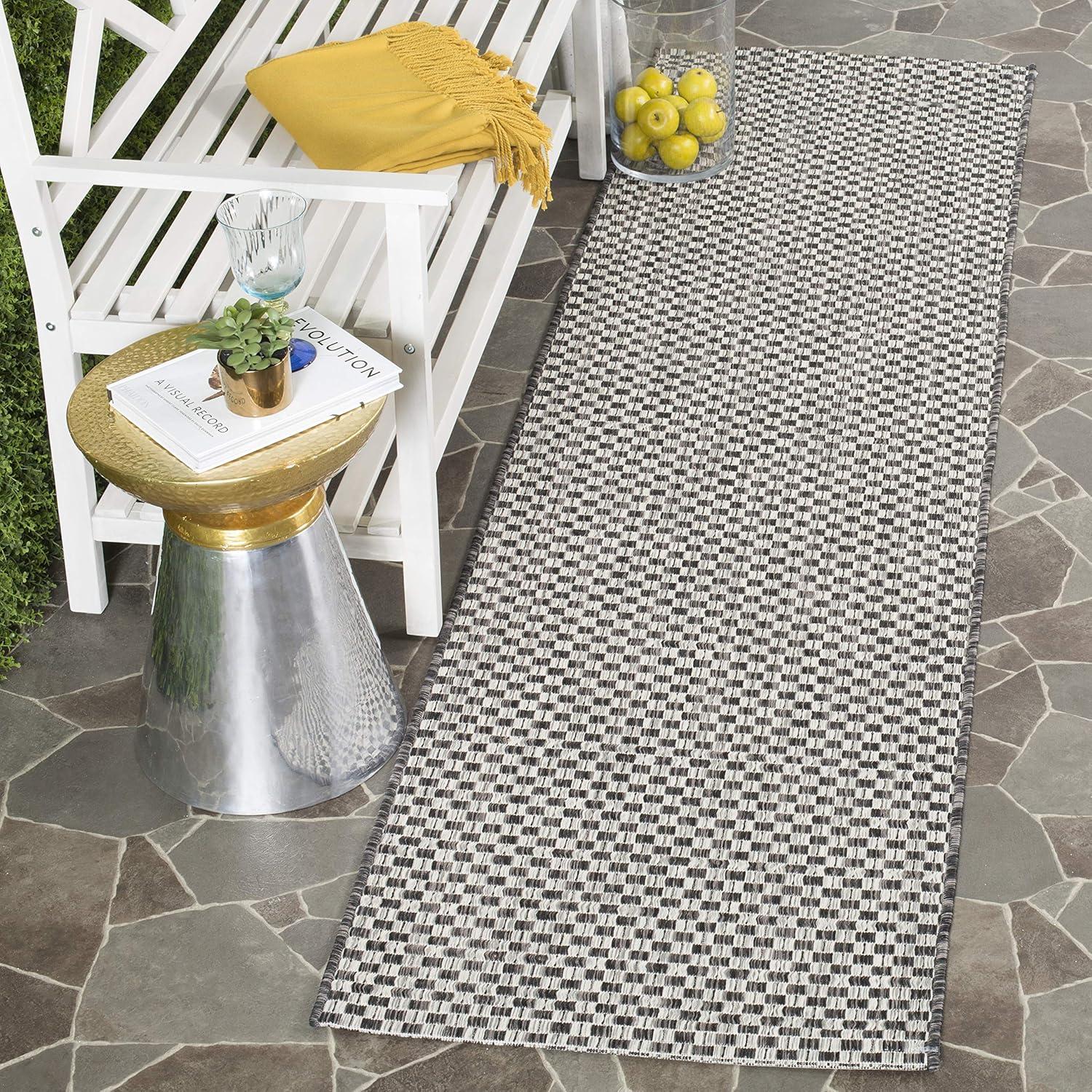 Courtyard CY8653 Power Loomed Indoor and Outdoor Runner Rug - Black/Light Grey - 2'3"x10' - Safavieh
