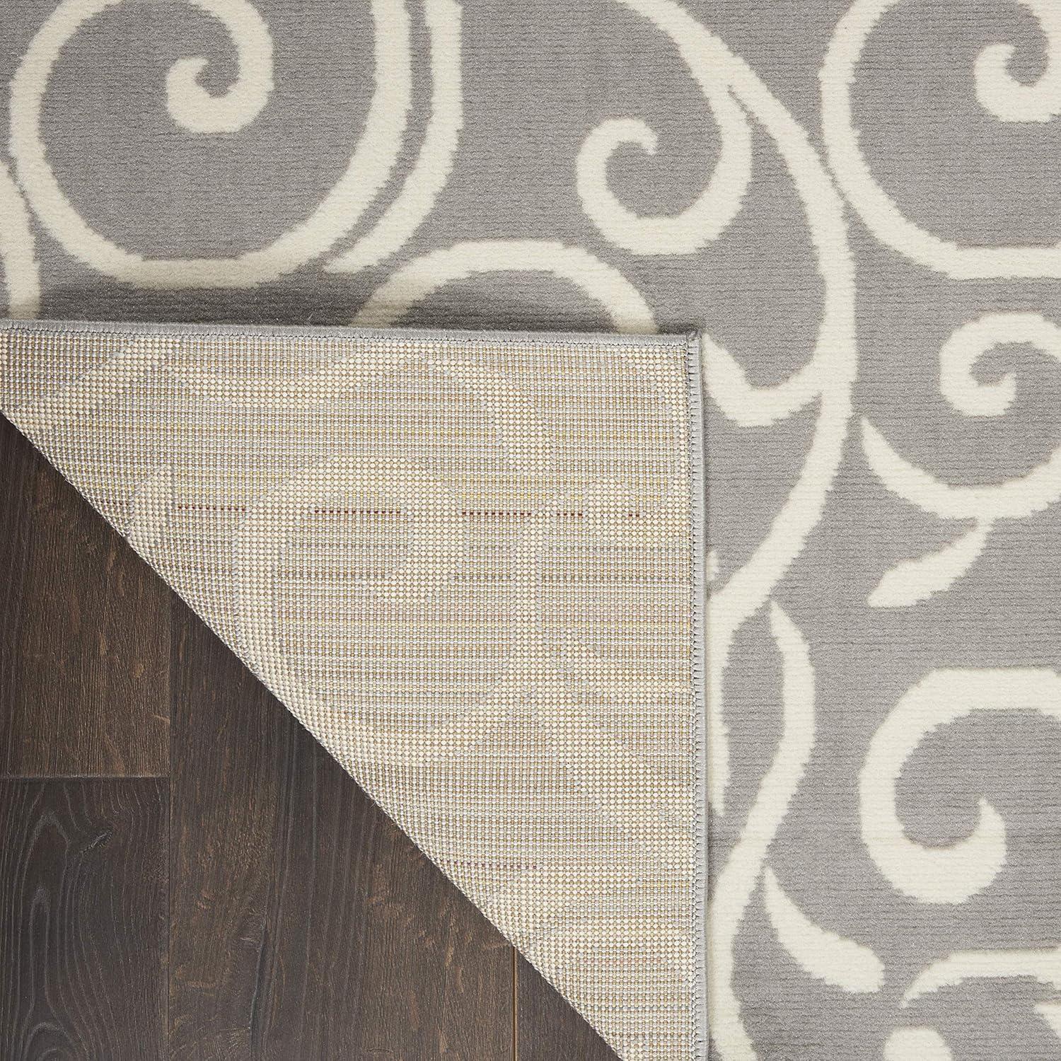Nourison Grafix 6' x 9' Grey Area Rug Bohemian Contemporary Botanical by Nourison