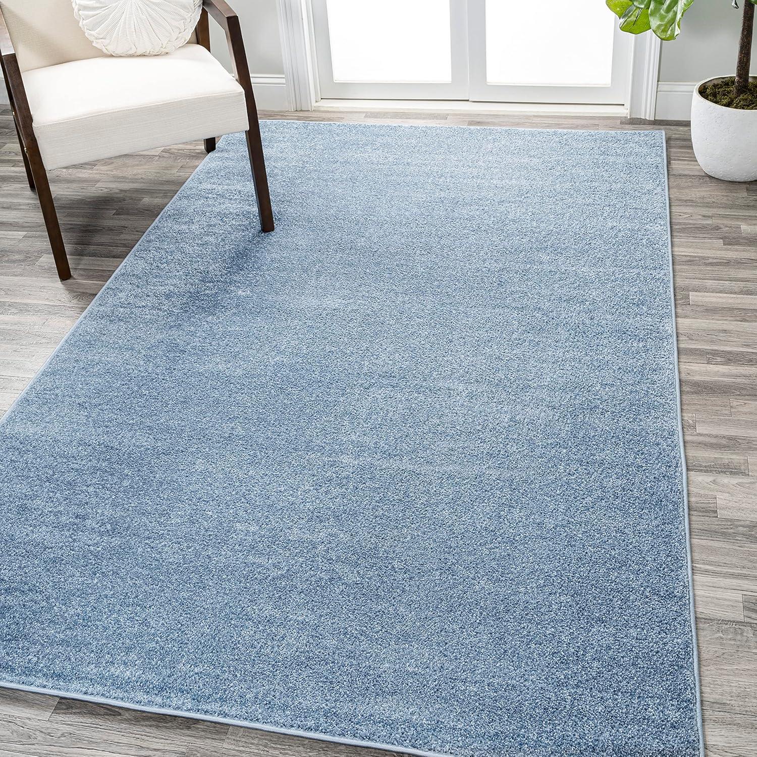 10' X 14' Rectangle Haze Solid Low-Pile Area Rug , Classic Blue - JONATHAN Y