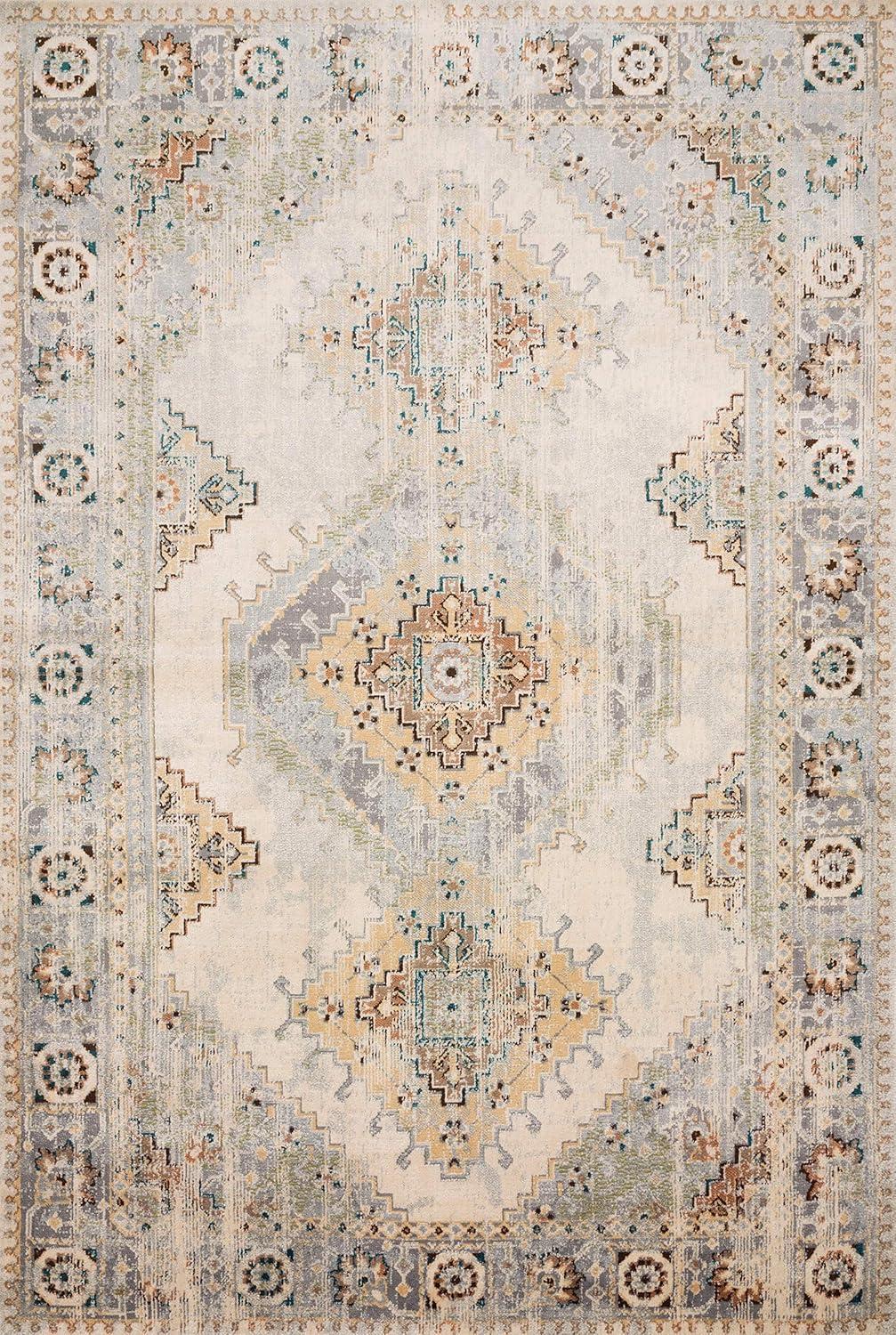 Isadora Oatmeal and Silver 6' x 9' Synthetic Area Rug