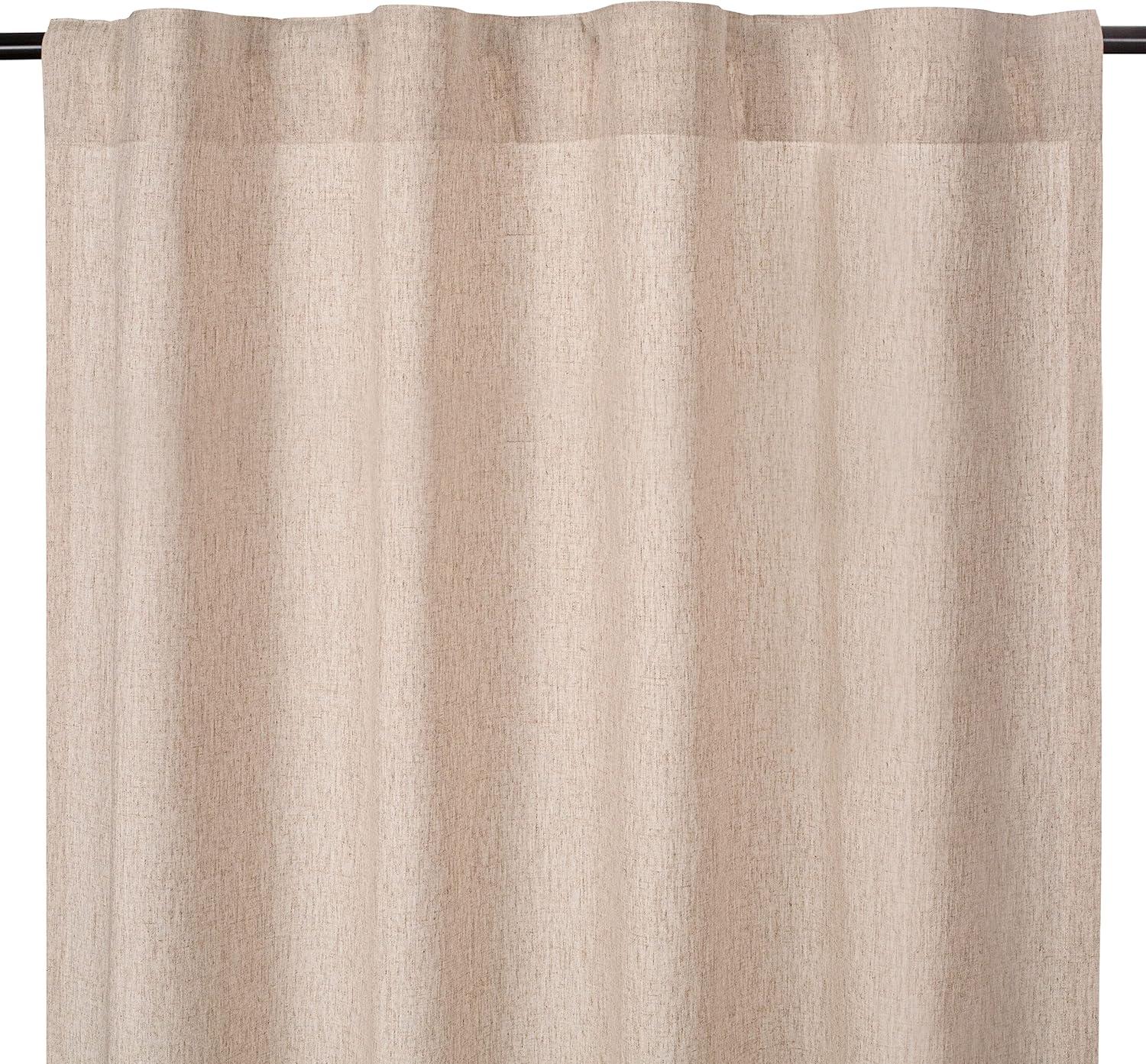 96-Inch Flax Linen Cotton Tab Top Curtain Set