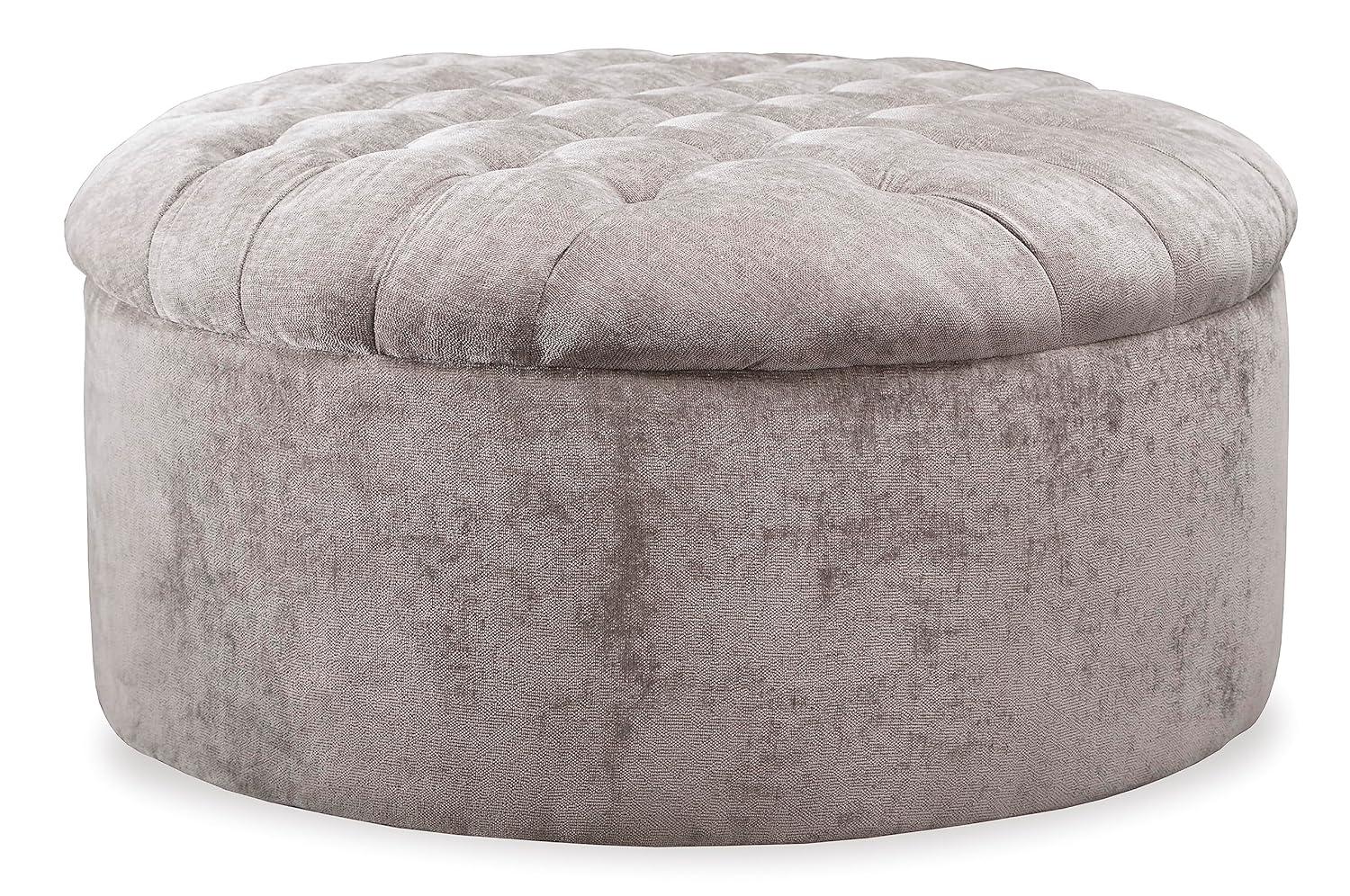 Signature Design by Ashley Contemporary Carnaby Oversized Accent Ottoman Chenille Linen