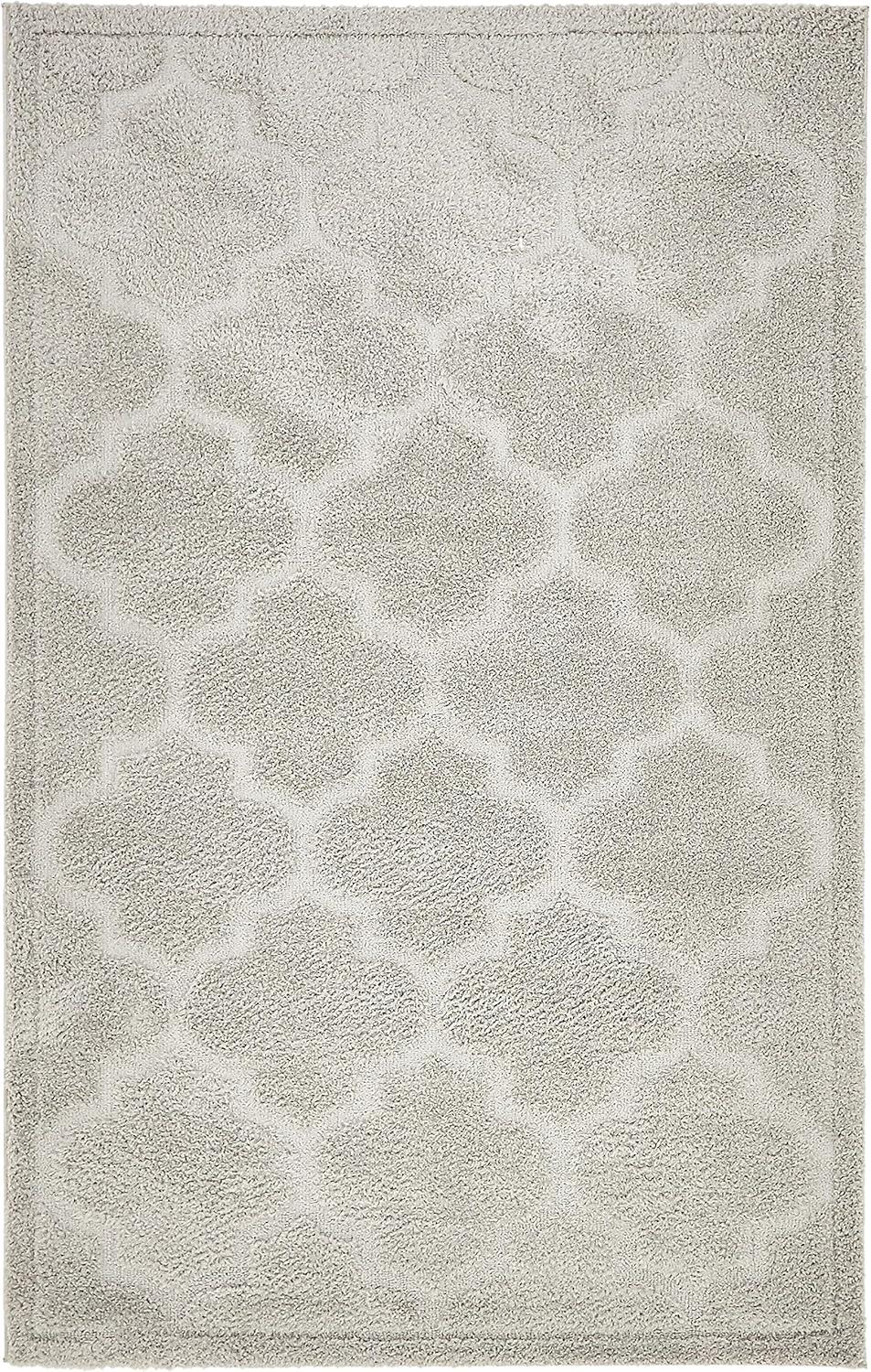 Elegant Trellis 5' x 8' Gray Shag Area Rug with Easy Care